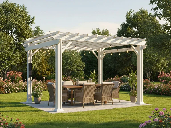 Stratford 12x10 Pergola w/soft shade – White