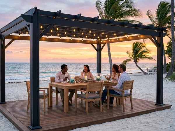 Stratford 14x10 Pergola w/soft shade – Black