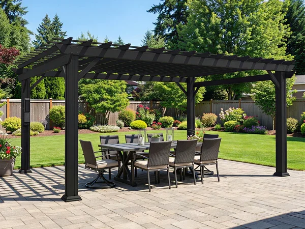 Stratford 16x12 Pergola w/soft shade– Black