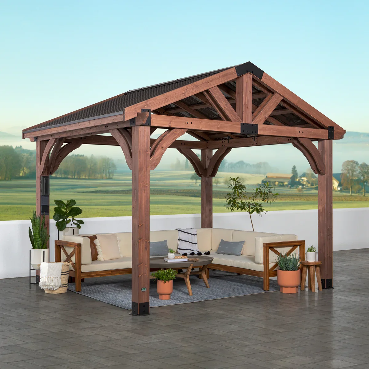 12x10 Arlington Gazebo Dk Brwn