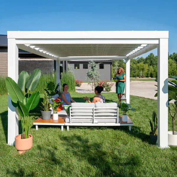 14x10 Windham Modern Steel Pergola With Sail Shade Soft Canopy