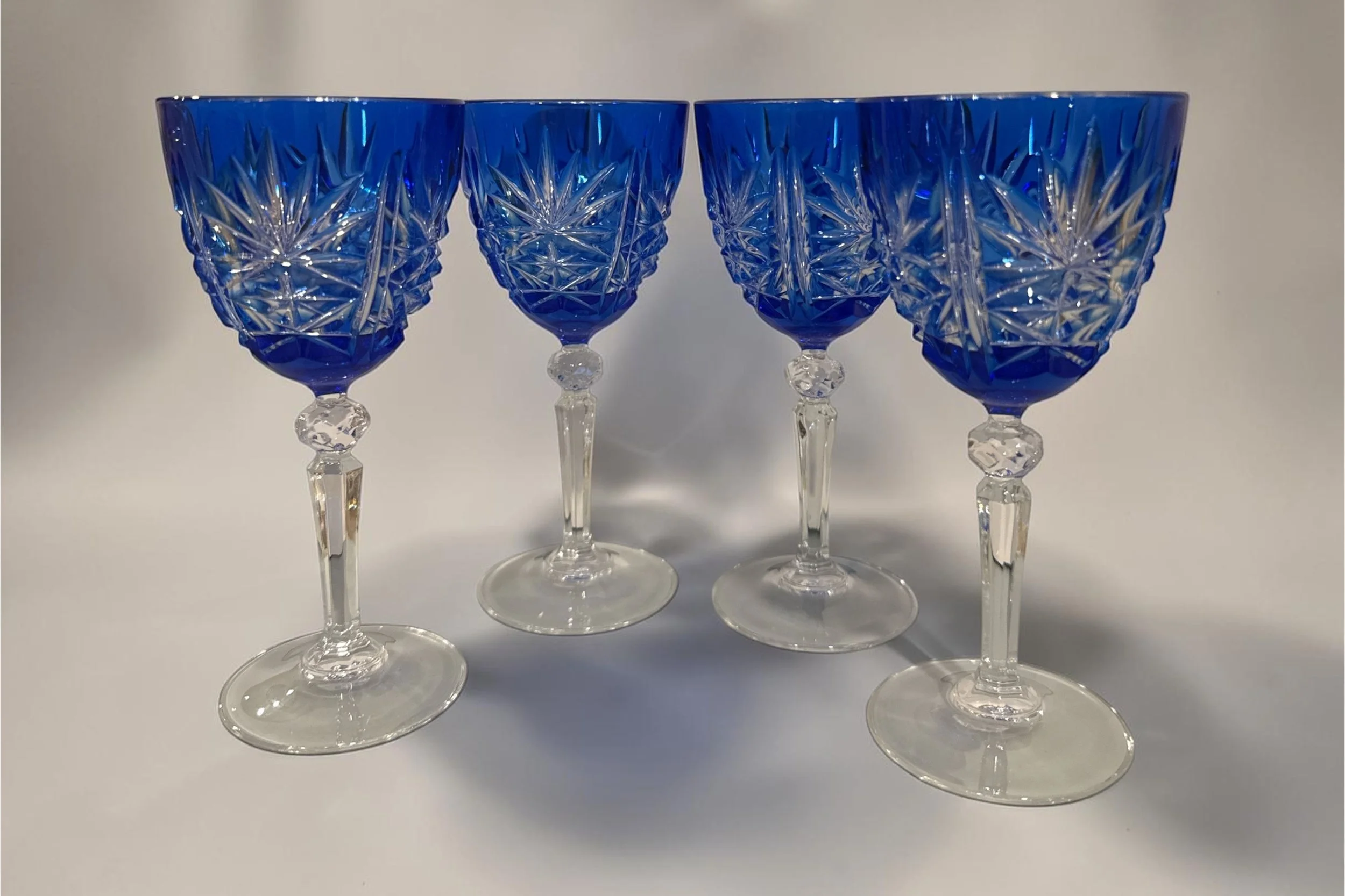 Rare Crystal Edo Kiriko Wine Glasses - Set of 4