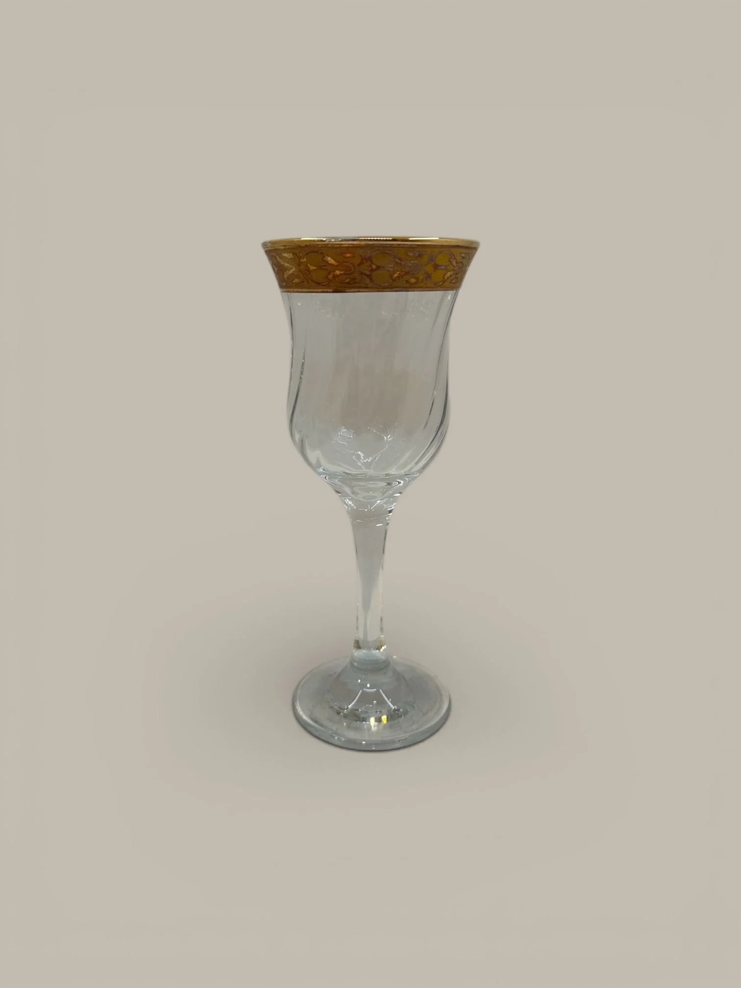 Vintage Gold Rimmed Wine Glass - Lorren Home Trends 7 "