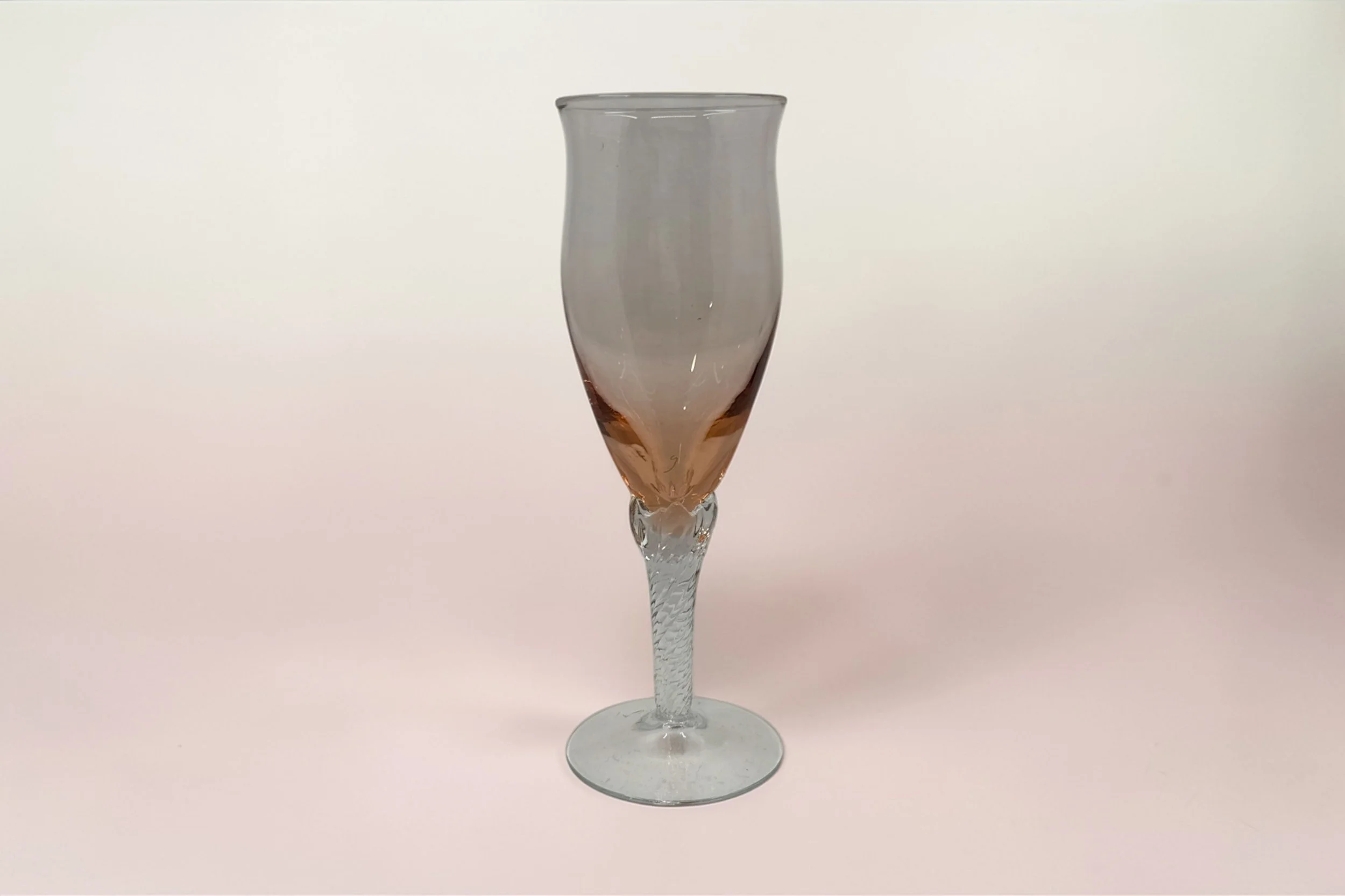 Vintage Twisted Stemmed Pink Champagne Flute 7"