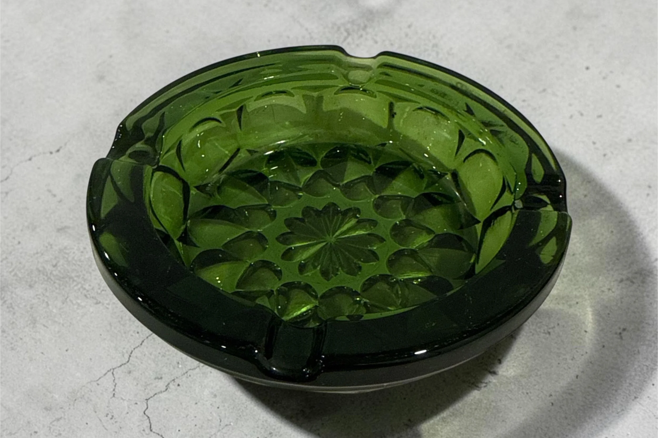 Vintage Fairfield Avocado Green Ashtray by Anchor Hocking