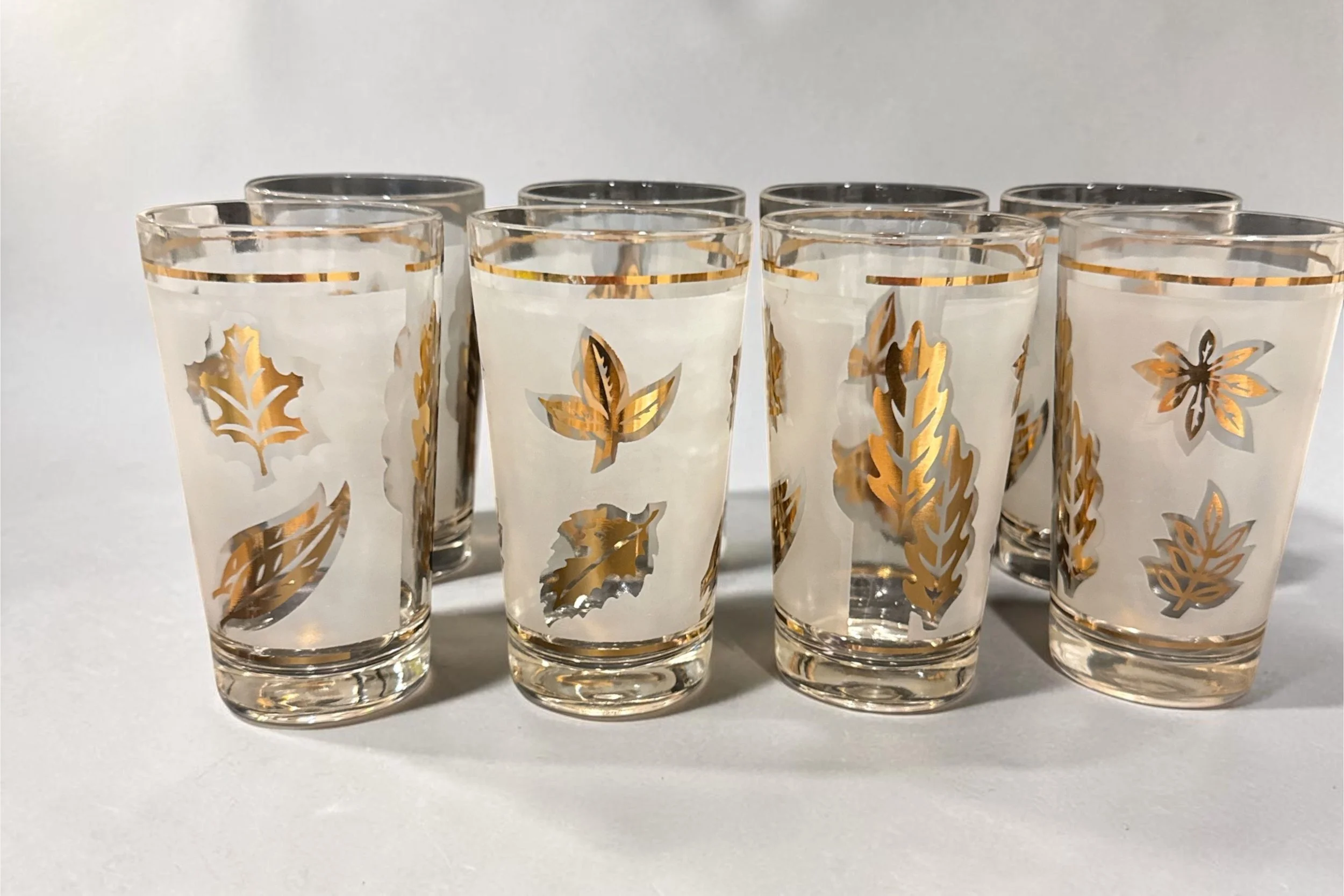 Libbey Golden Foliage Vintage Tumblers - Set of 8
