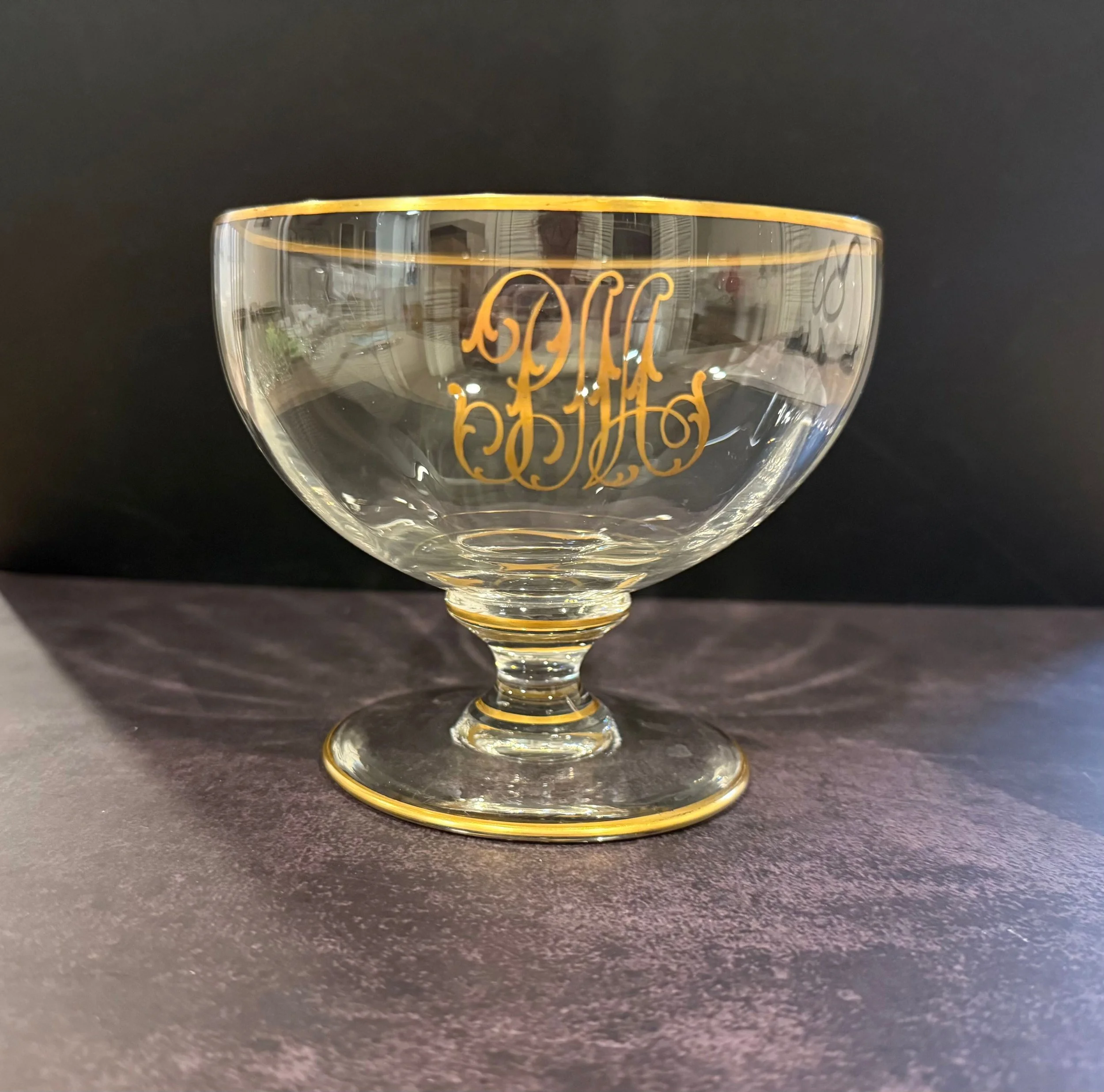 Vintage Oversized Gold-Rimmed Monogrammed Coupe