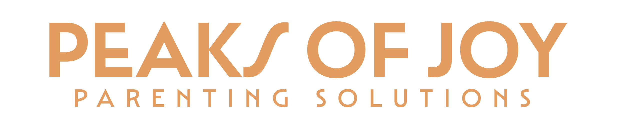 Logo for Peak of Joy Parenting Solutions, with the company name written in stylized text.