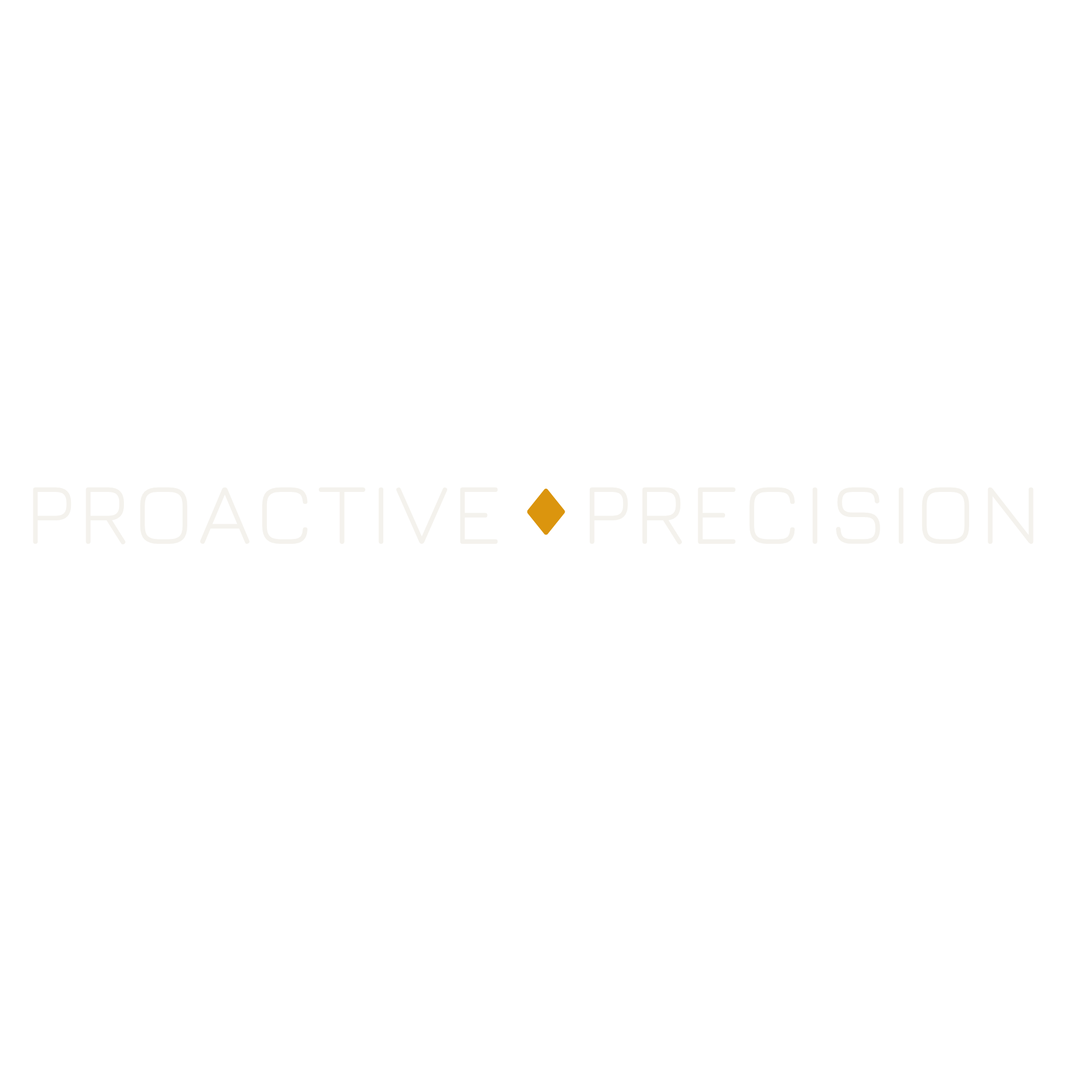 Black background with white text that reads 'PROACTIVE' and 'PRECISION' separated by a gold diamond shape.