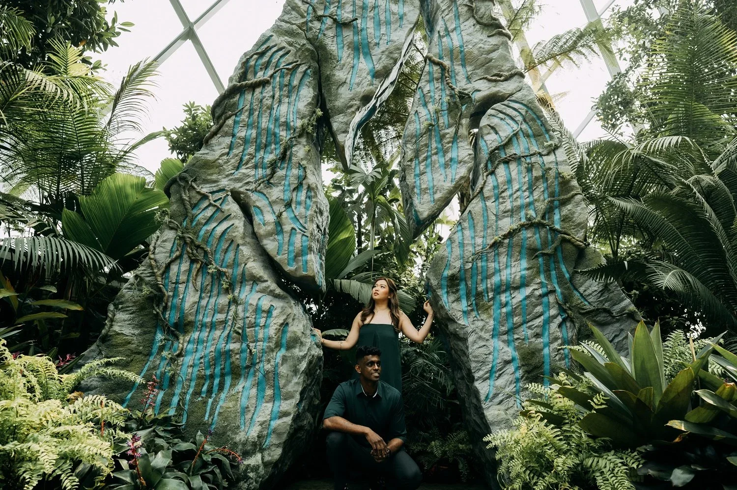 Candid prewedding photoshoot at Cloud Forest waterfall Gardens by the Bay 