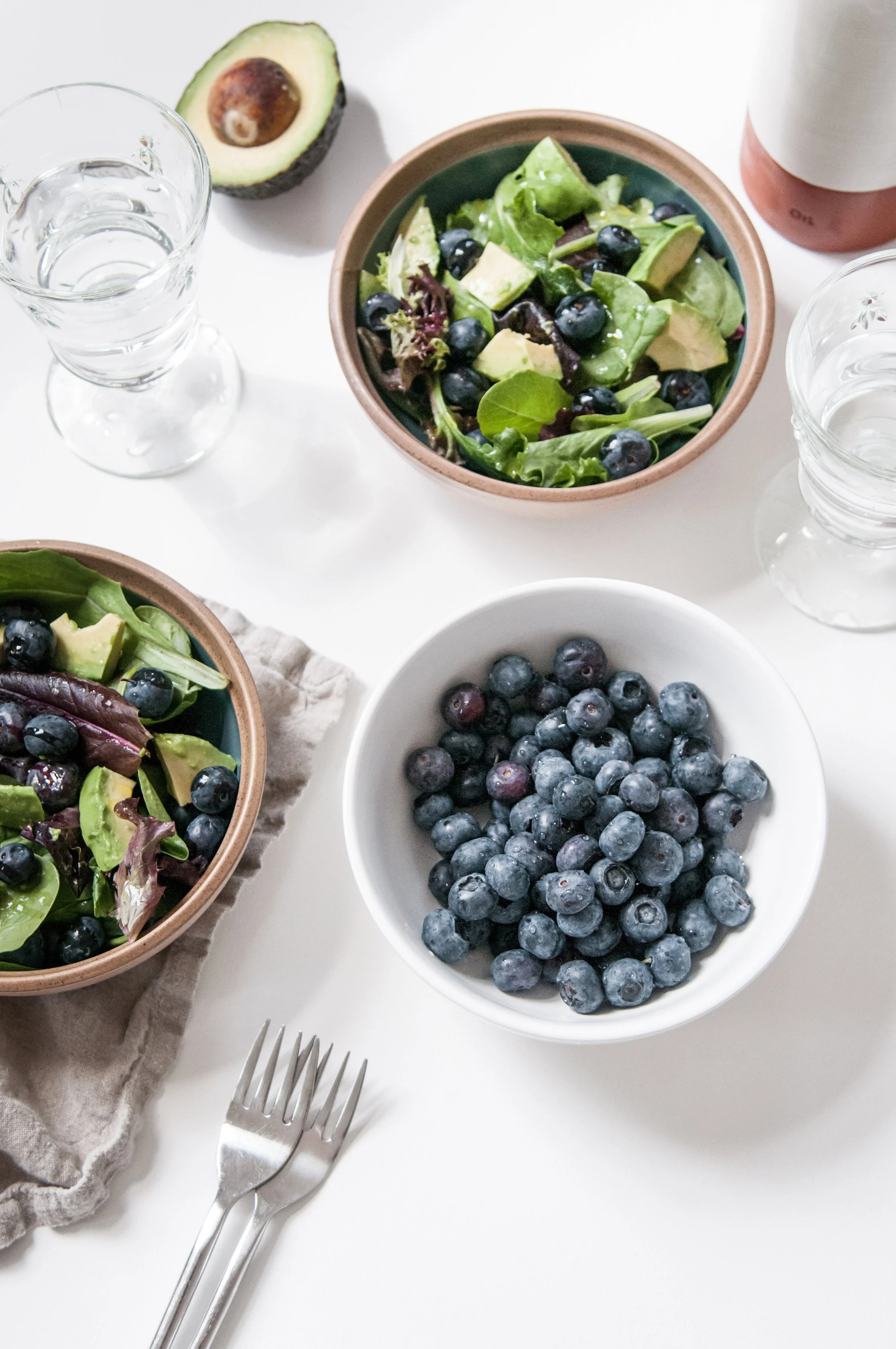blueberries and salad