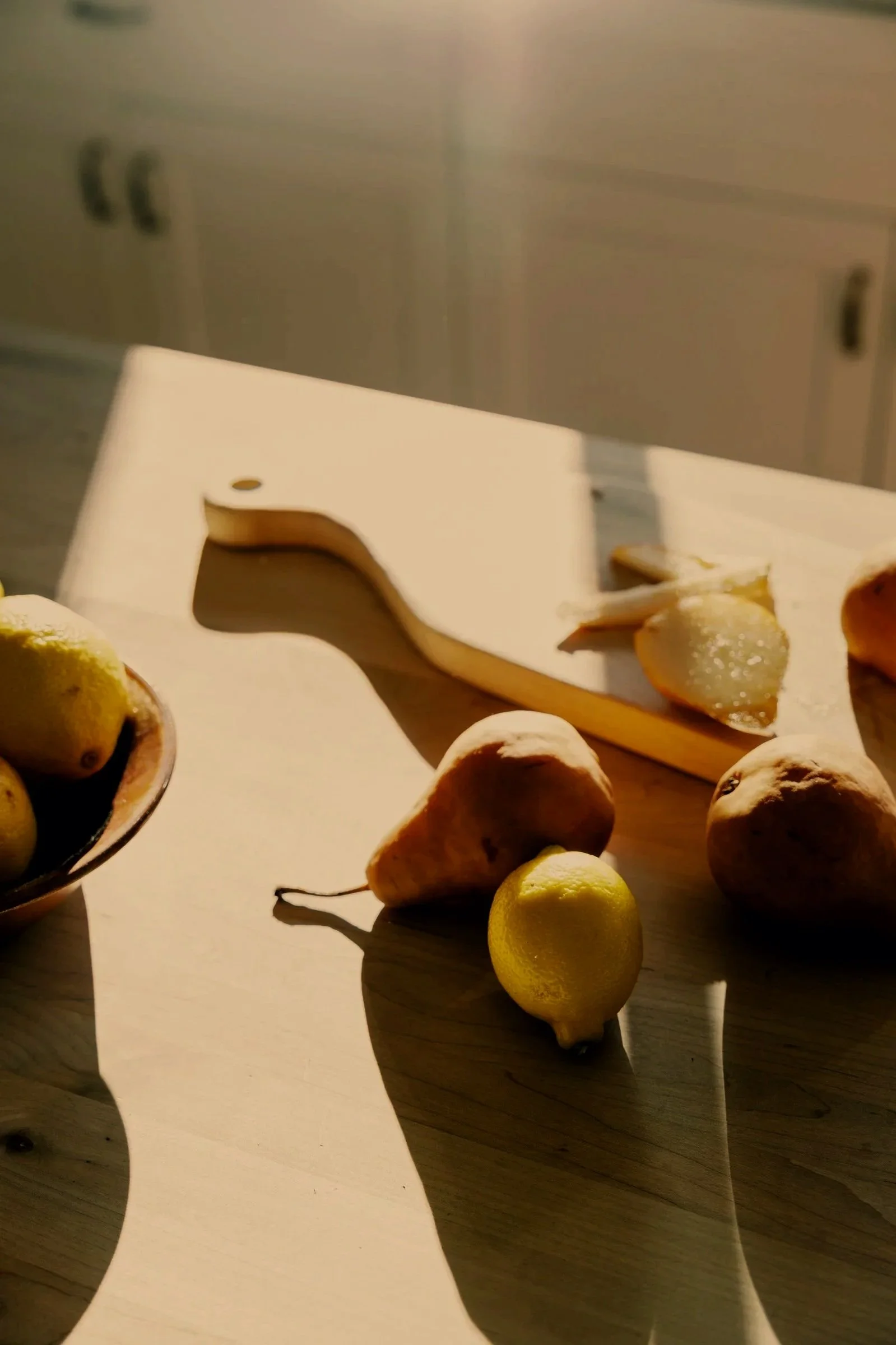 pears on cutting board