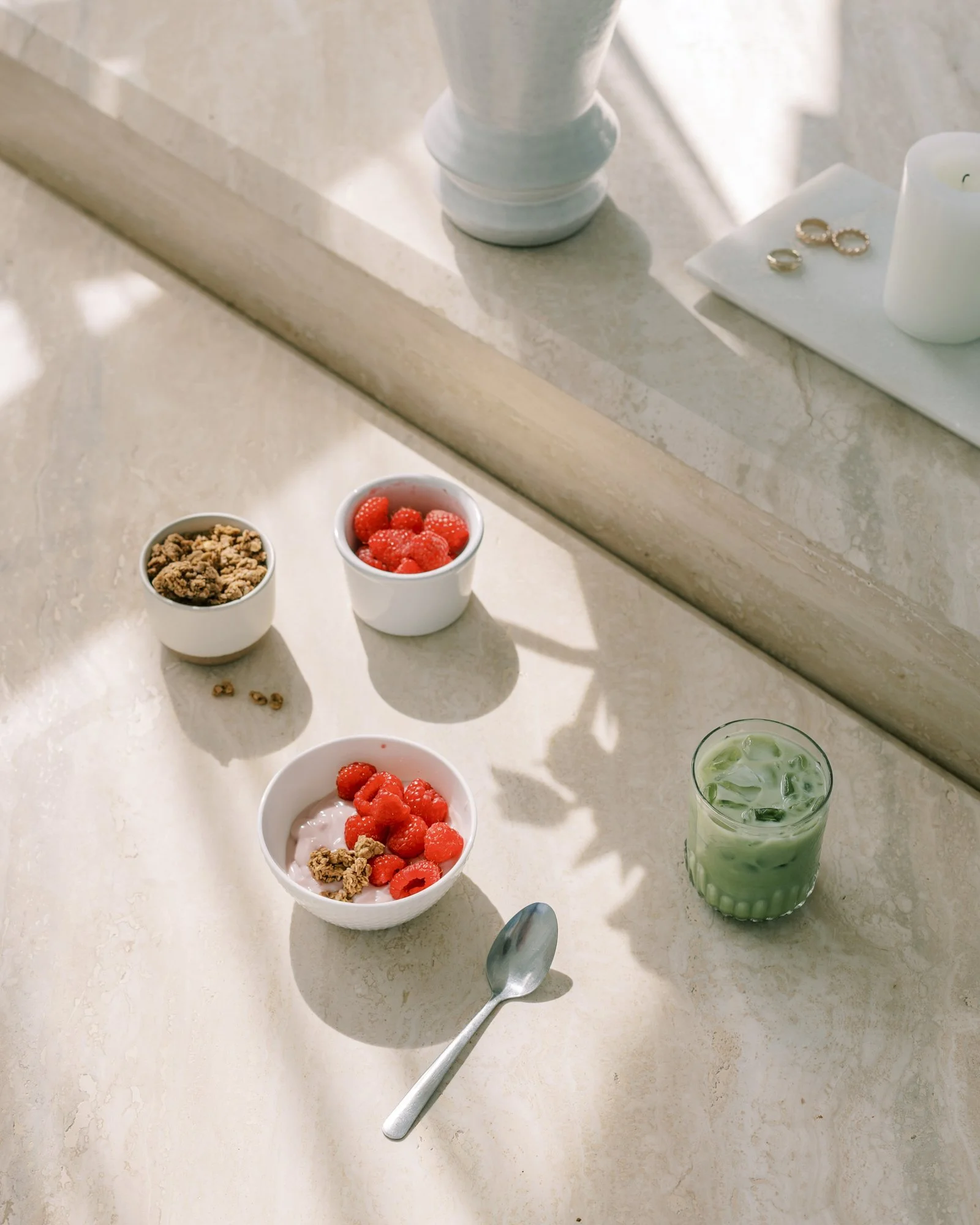 yogurt bowls and matcha