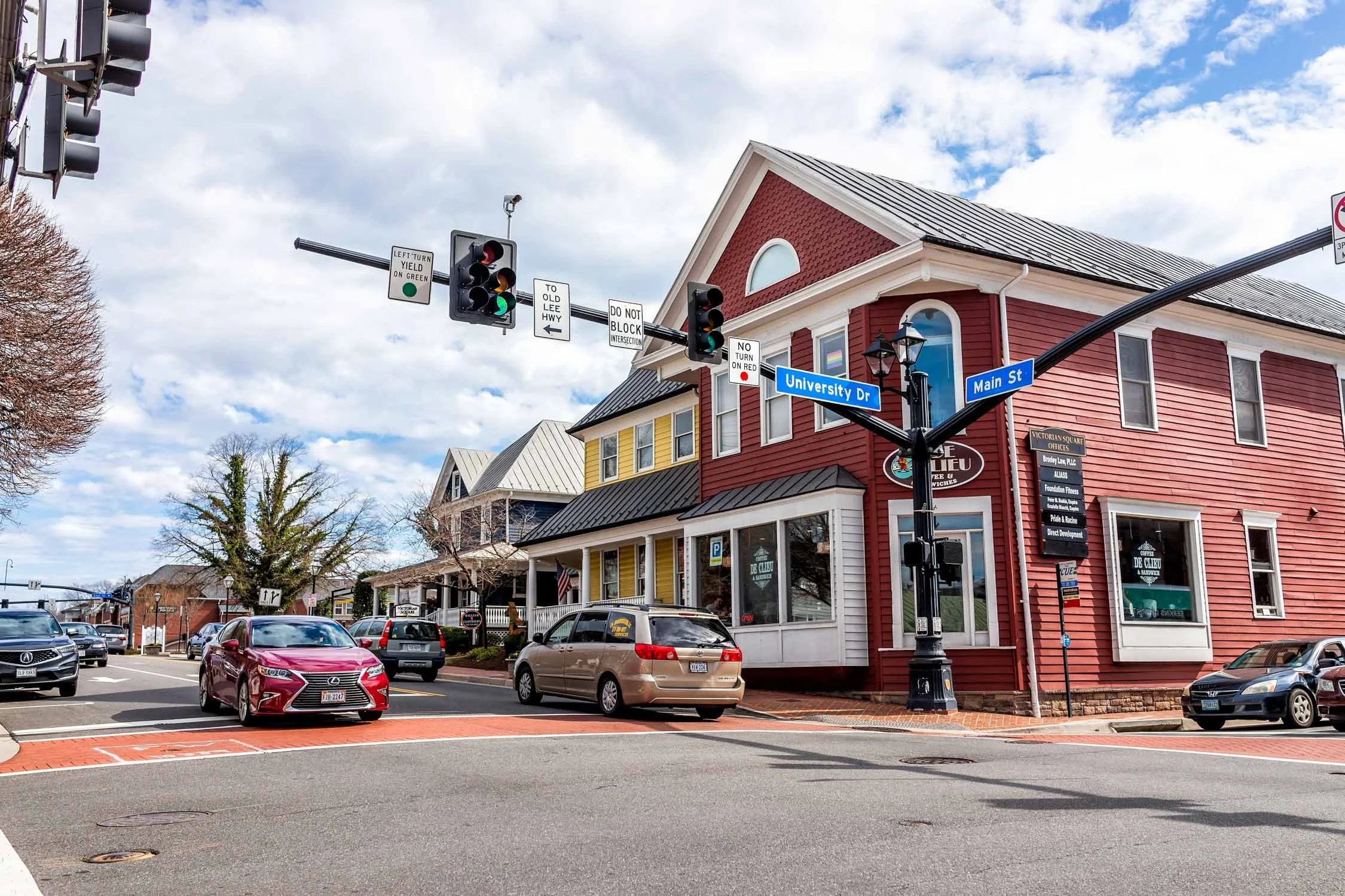 Main Street shops and walkable downtown district in Fairfax Virginia