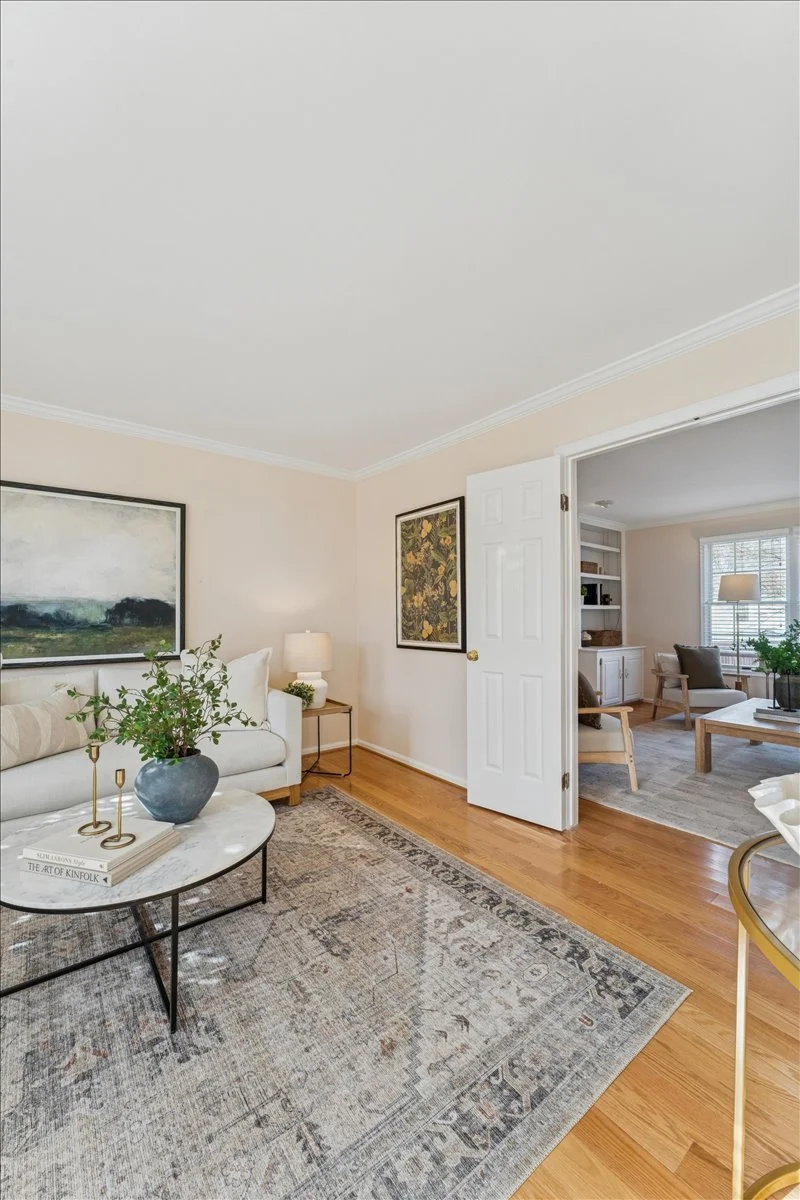 Cozy living room interior in a Maryland home with warm, inviting design details by LeAnne Anies