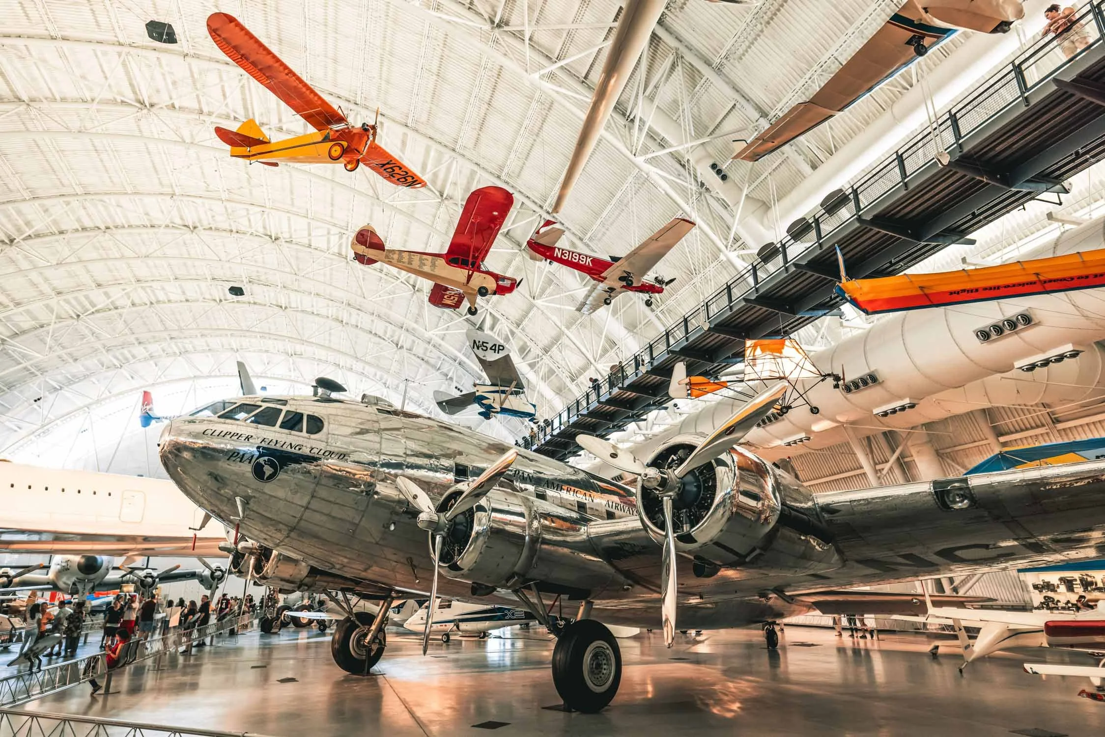 Historic airplane hangar and aviation display in Chantilly Virginia near the National Air and Space Museum annex