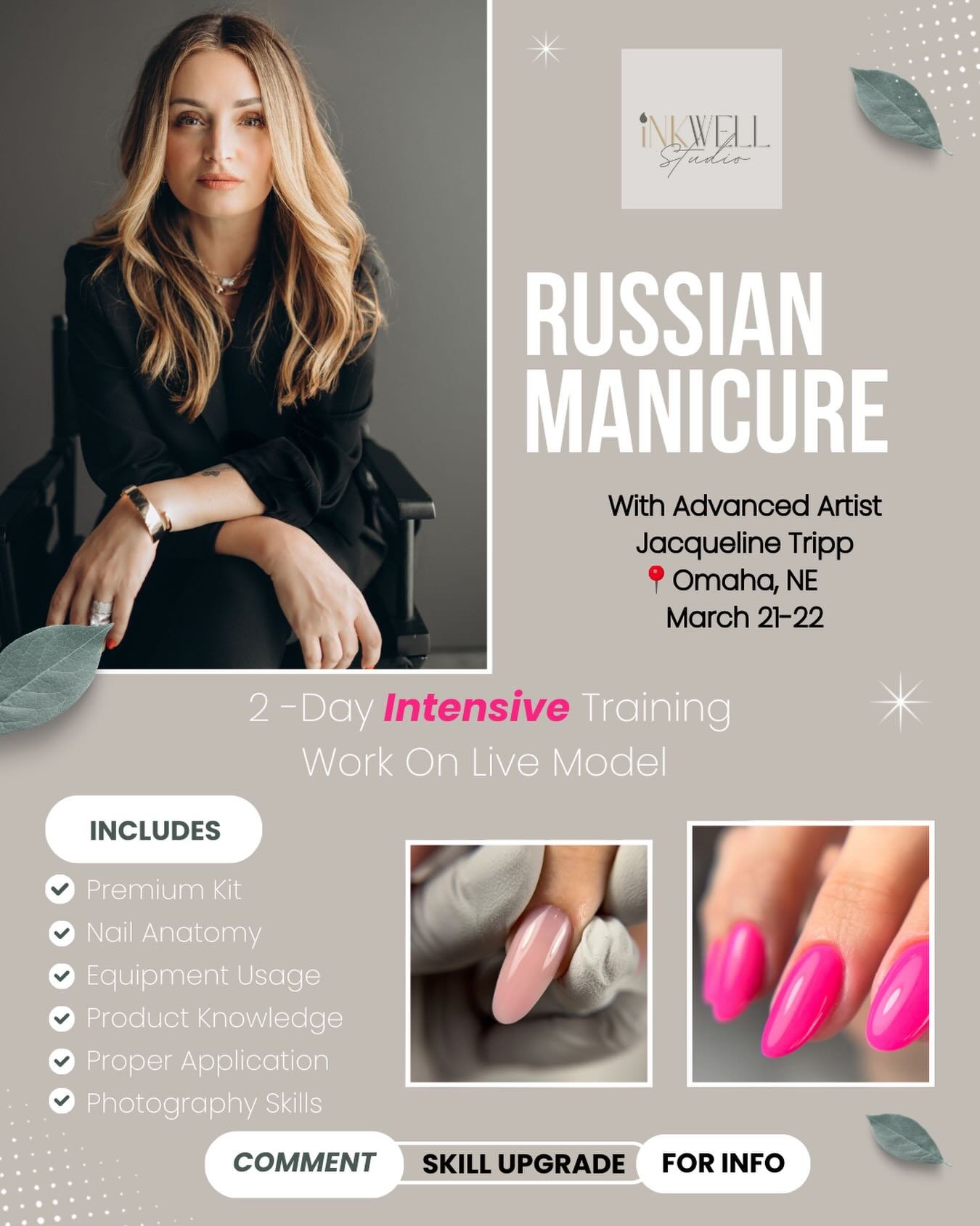 Two seats left for Russian Manicure Pro &ndash; March 21&ndash;22.

If you&rsquo;re feeling stuck in your Russian manicure work, you&rsquo;re not alone. Most artists aren&rsquo;t struggling because they &ldquo;lack talent&rdquo;&hellip; they&rsquo;re