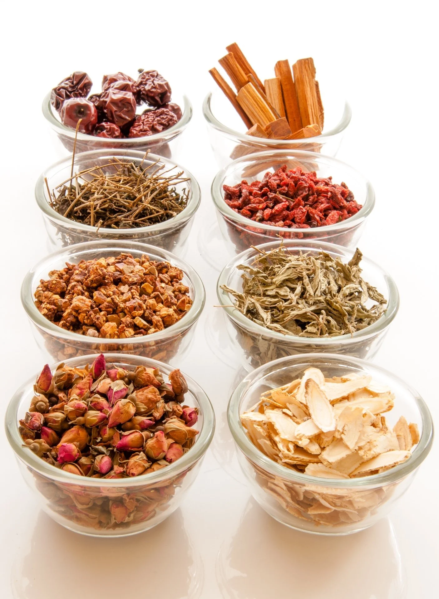bowls of herbs