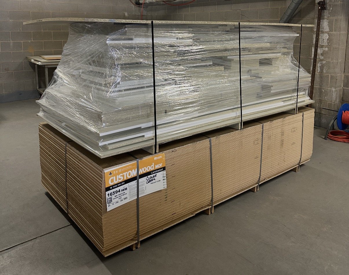 Flatpack kitchen, ready for delivery.