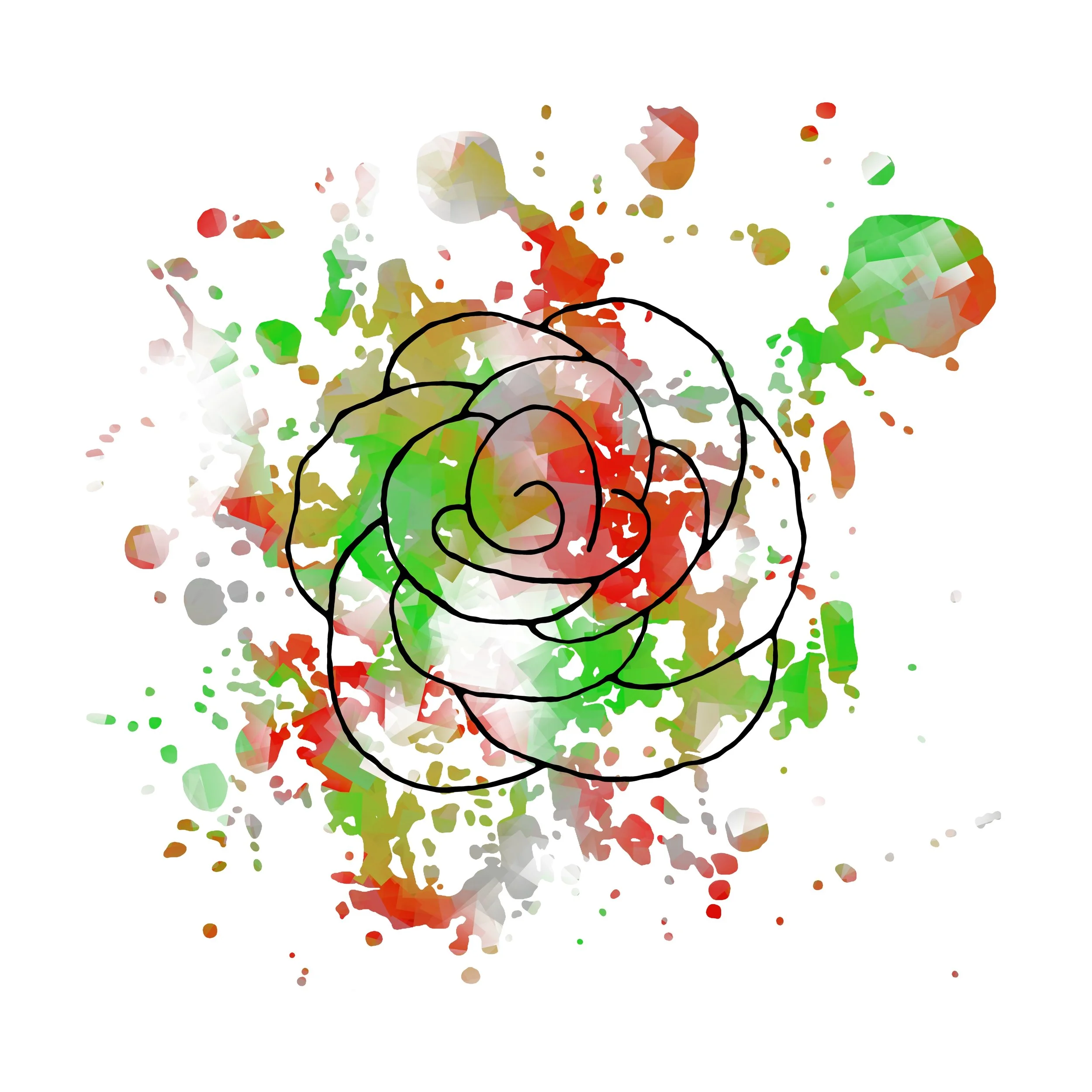 Red Green Splatter Rose