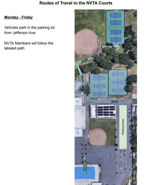 Did you know....we have an agreement with the school district to follow a specific path to our courts? It is different on weekdays and weekends. Bonus - for people trying to find us, this post will undoubtedly help.