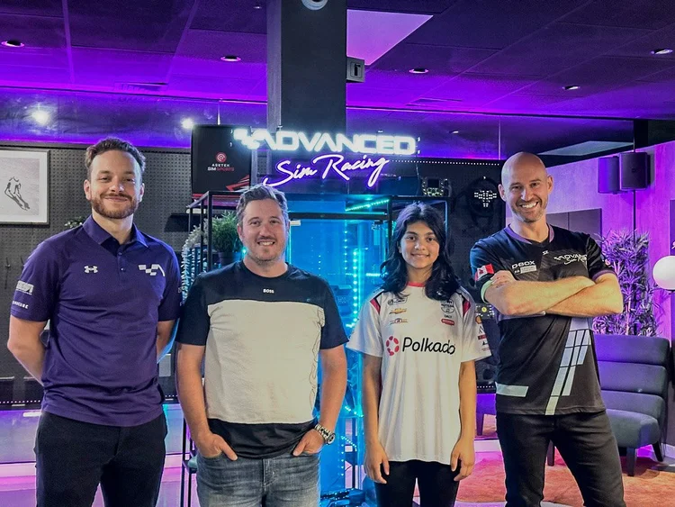 Ana Palestro with coaches at Advanced Sim Racing