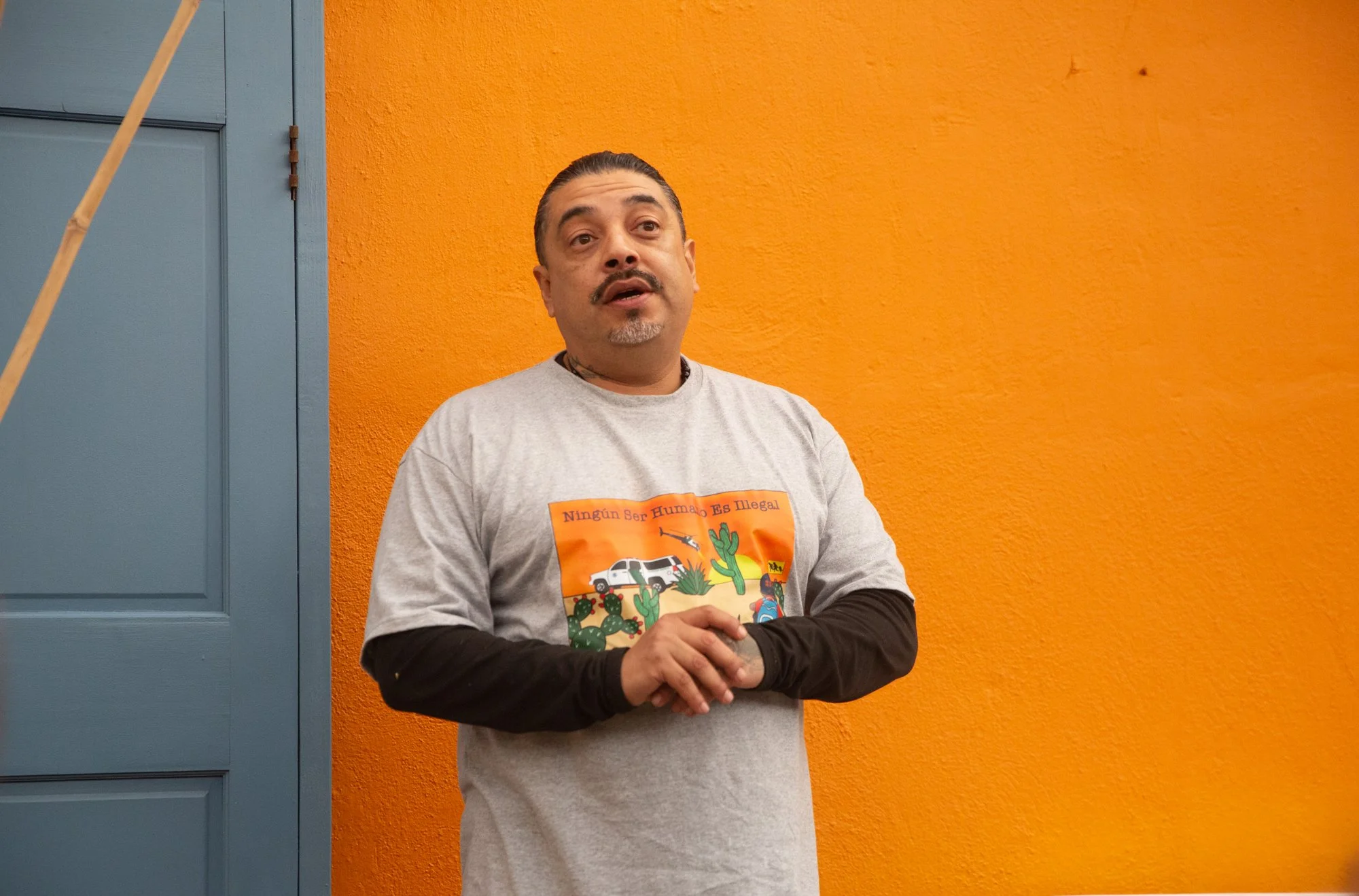 Javier Salazar Rojas speaks to the UNC-Chapel Hill Crossing Borders journalism class in Tijuana, Mexico on March 12, 2025. Photo by Viyada Soukthavone.