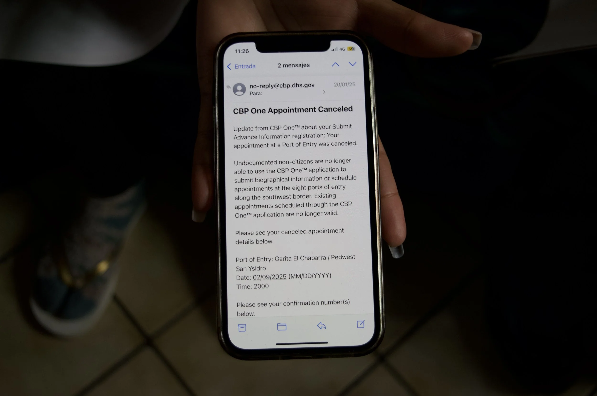 An email received on January 20, 2025, notified Cler that her CBP One appointment had been canceled. She was one of tens of thousands of people whose appointments were rescinded that day, as the incoming Trump administration dismantled the program wi