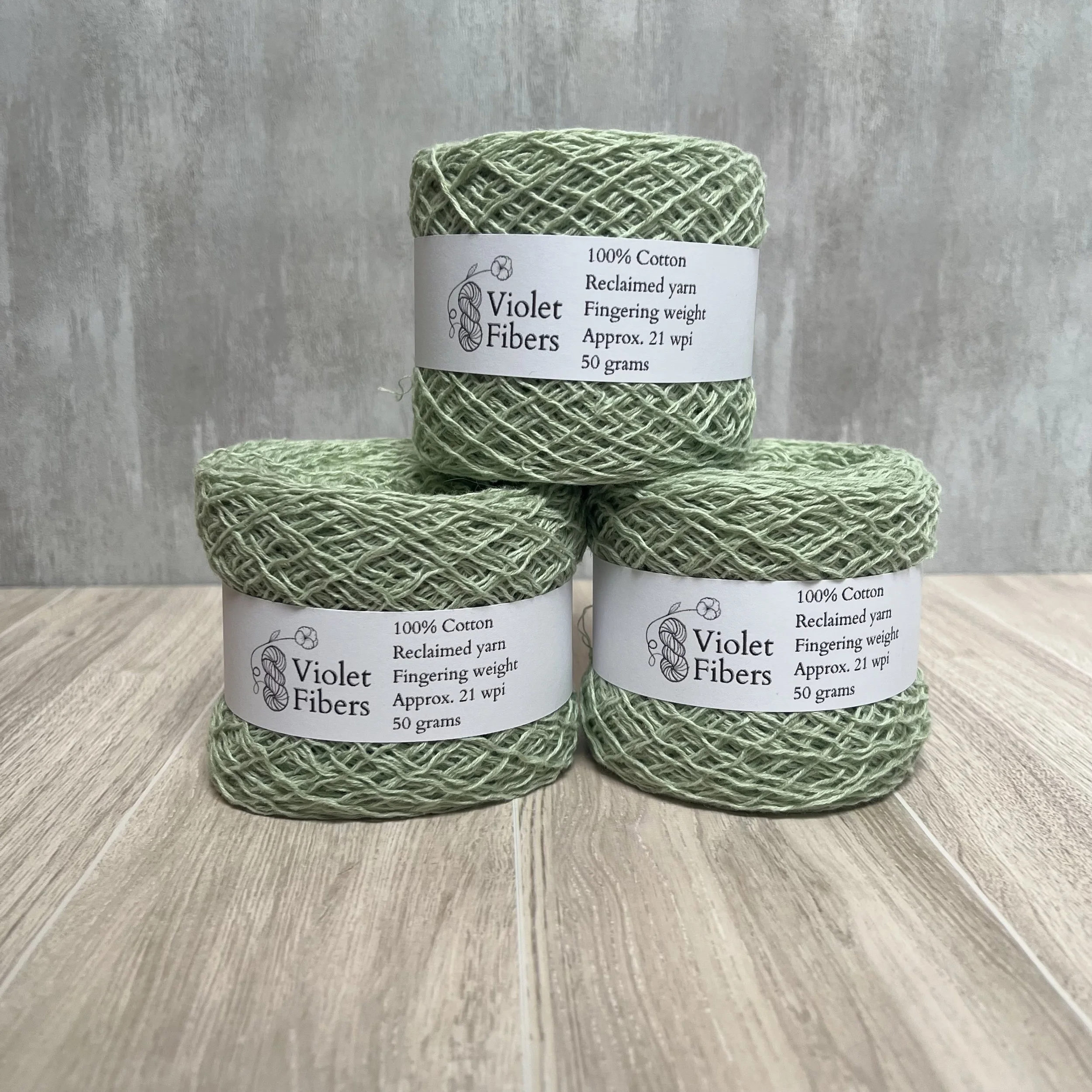 Reclaimed Cotton Yarn - Fingering Weight - Mint Green