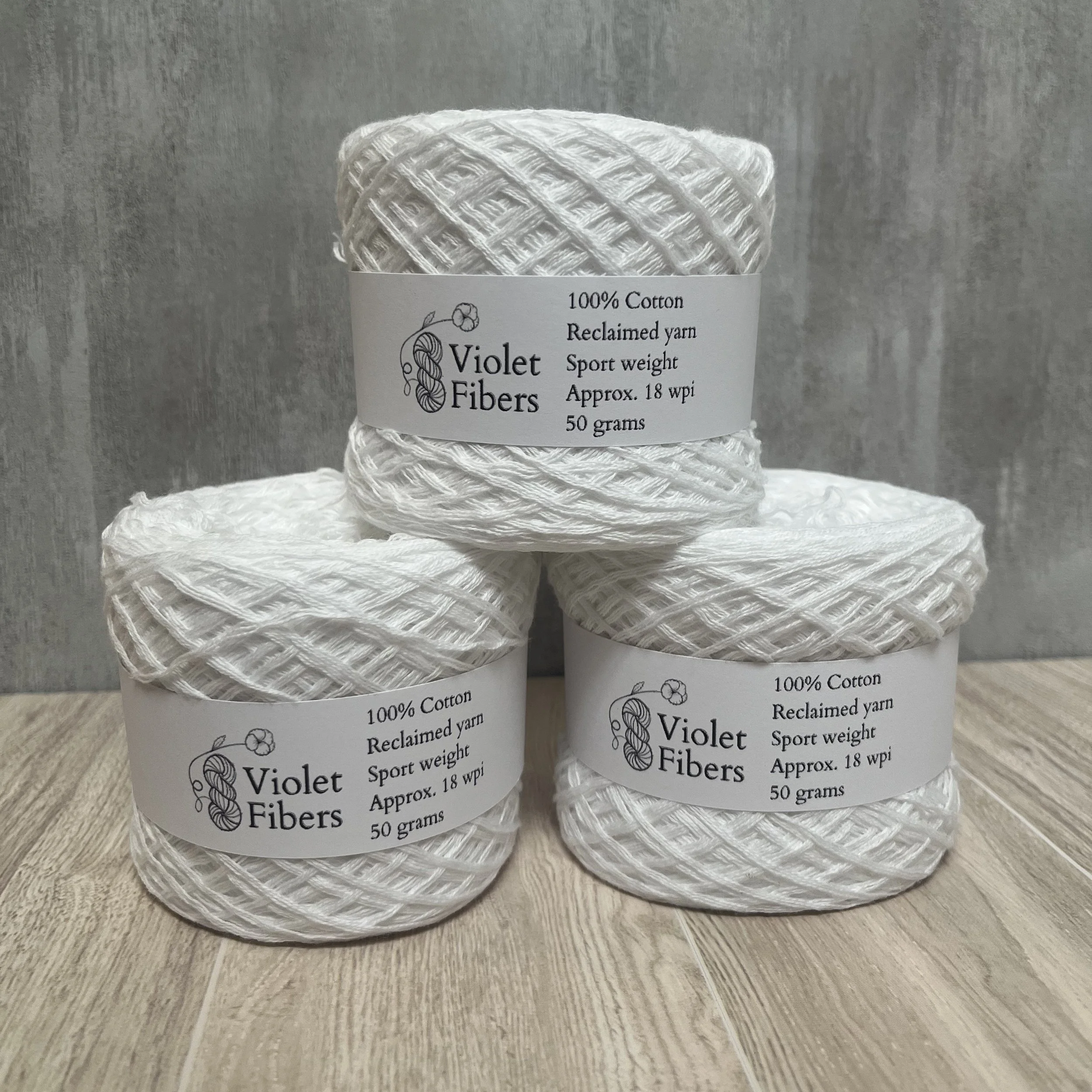 Reclaimed Cotton Yarn - Sport Weight - Bright White