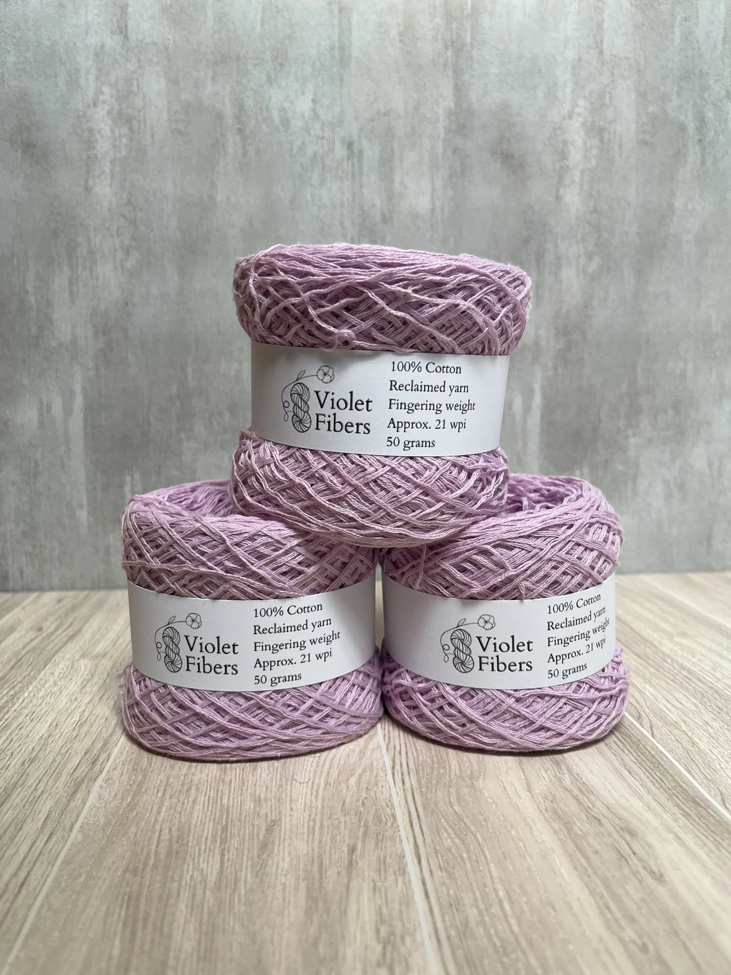 Reclaimed Cotton Yarn - Fingering Weight - Lavender