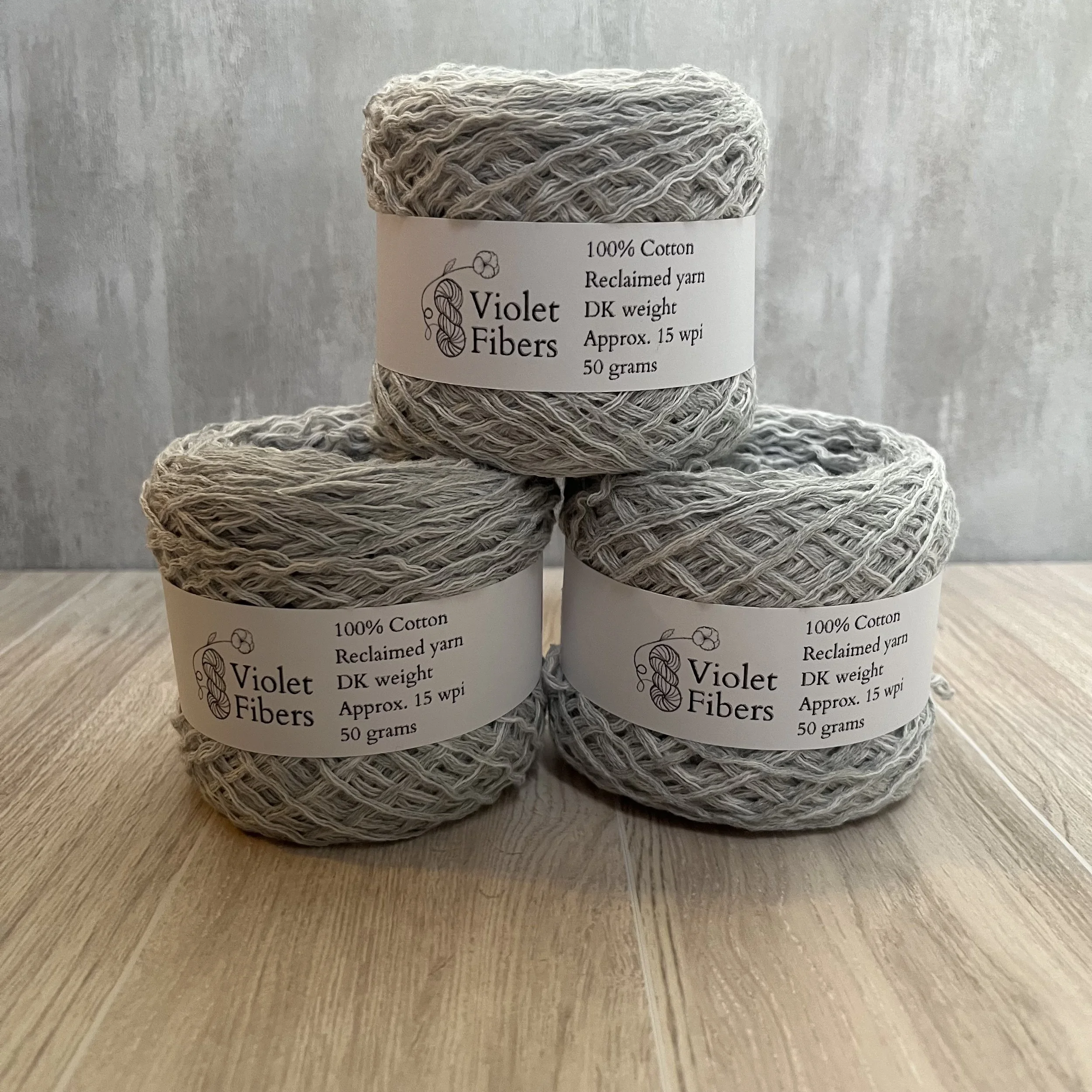Reclaimed  Cotton Yarn - DK Weight - Grey