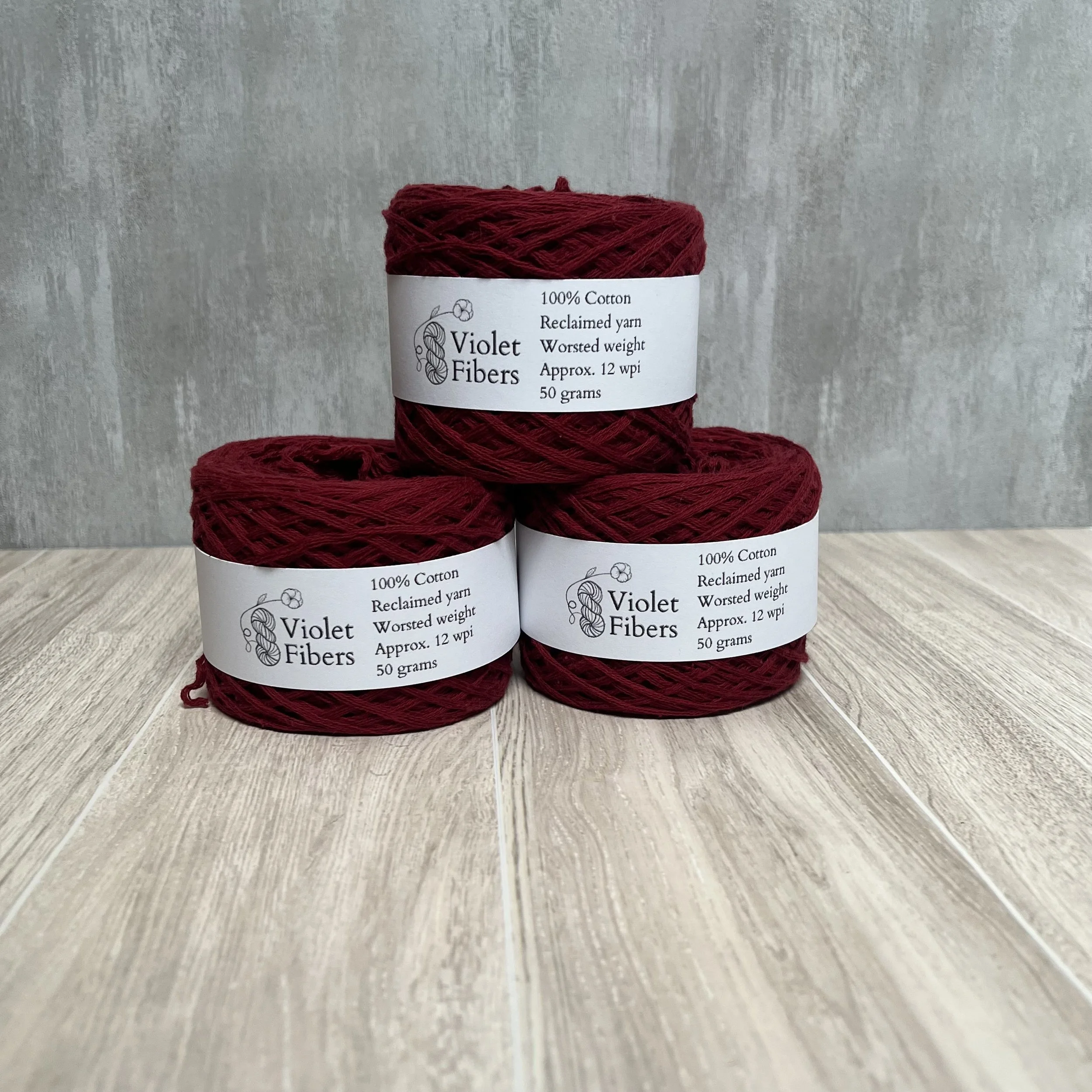 Reclaimed Cotton Yarn - Worsted Weight - Red