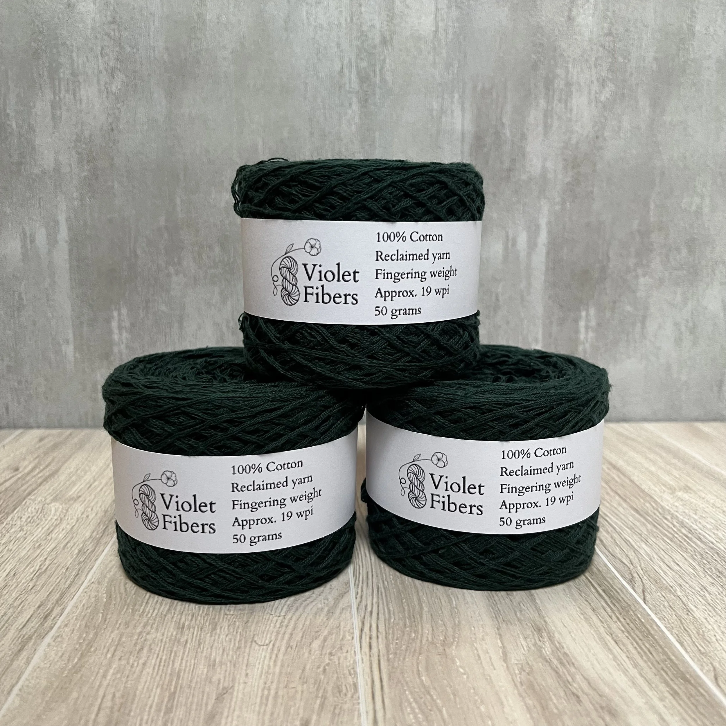 Reclaimed Cotton Yarn - Fingering Weight - Forest Green