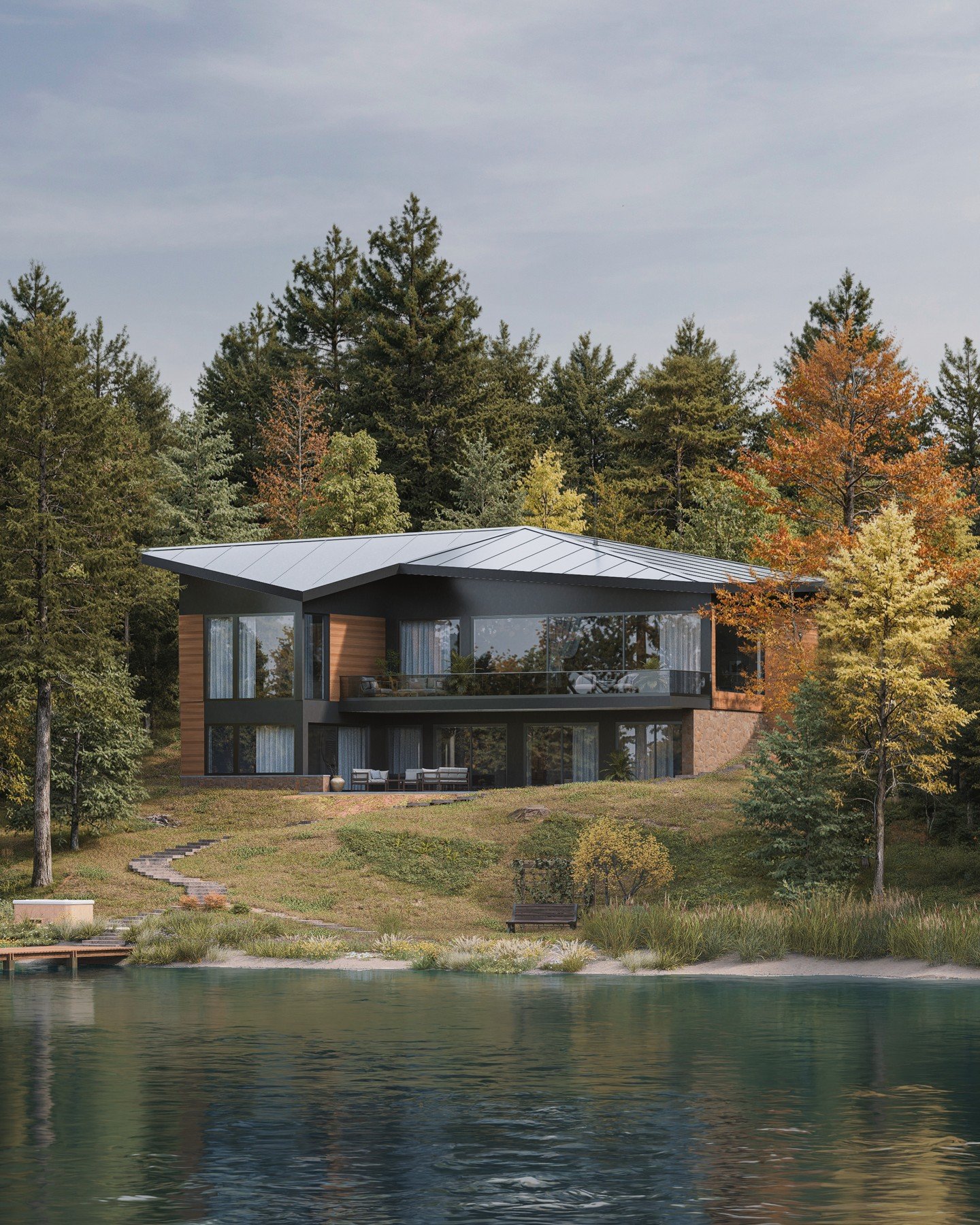 Introducing our newest build on Lake of Bays, The Osprey Cottage.⁠
⁠
Inspired by the wings of an osprey, this Lake of Bays cottage marks a new chapter for a family with a deep connection to the land. ⁠
⁠
Designed for full-family living and built as a