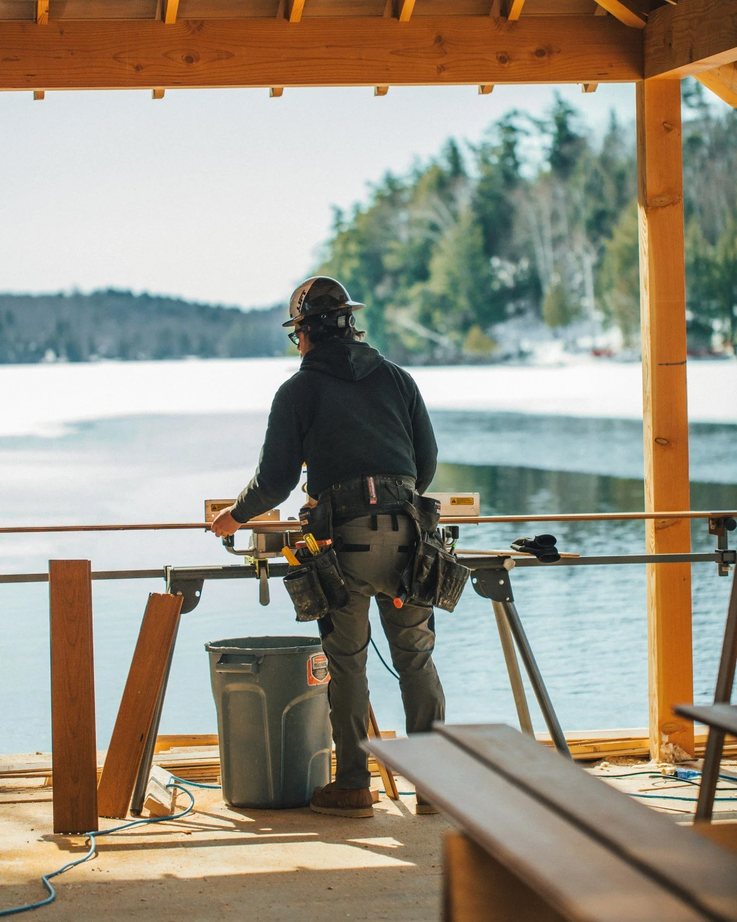 Another look at our Cedar Island boathouse progress.⁠
⁠
All the hard work is paying off and this Douglas fir roof framing looks absolutely incredible. This build will be a true salute to traditional luxury Muskoka design - we can&rsquo;t wait to see 