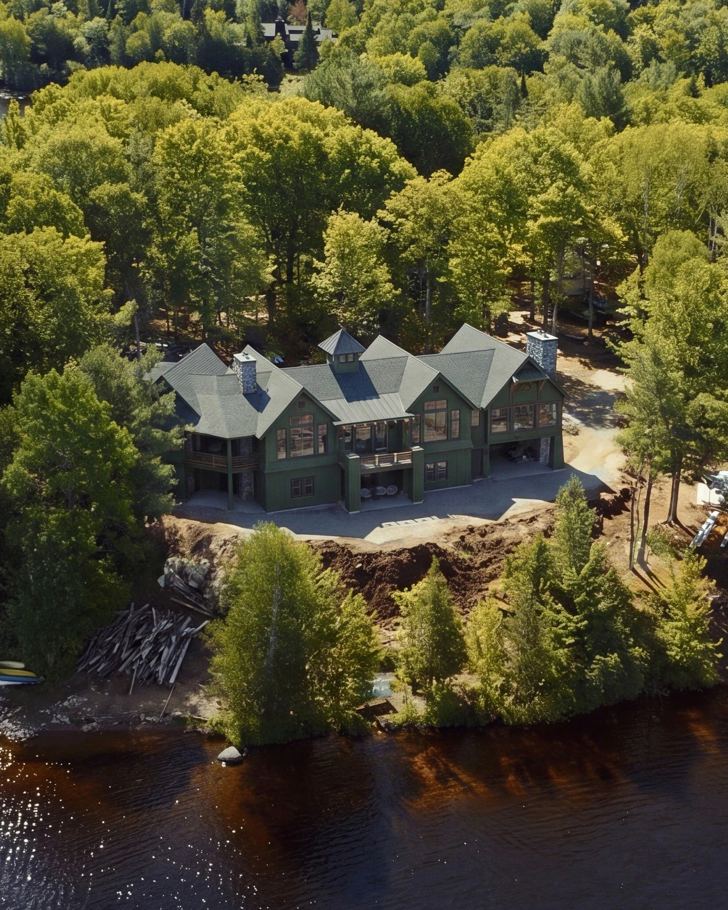 The Cedar Island Residence main cottage will feature a complex multi-gabled roofline, maximizing the view of the beautiful Lake of Bays. We're implementing traditional cottage design elements and finishing the exterior in dark green cedar shake.⁠
⁠
⁠