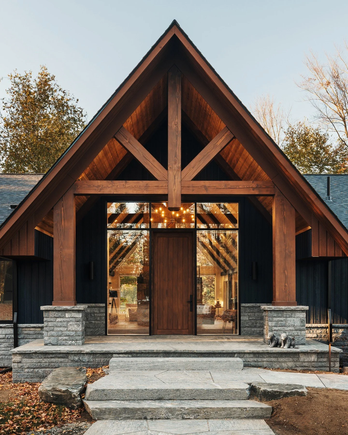 Our Island Point Cottage wears autumn well. ⁠
⁠
Contractor: @bredinbrothers⁠
Project Manager: Josh Otermanns ⁠
Site Supervisor: Chad Scarrow⁠
Interior Designer: @cassisdesignstudio⁠
Windows &amp; Doors: @muskokalumber⁠
Masonry: @masonryking⁠
Electric