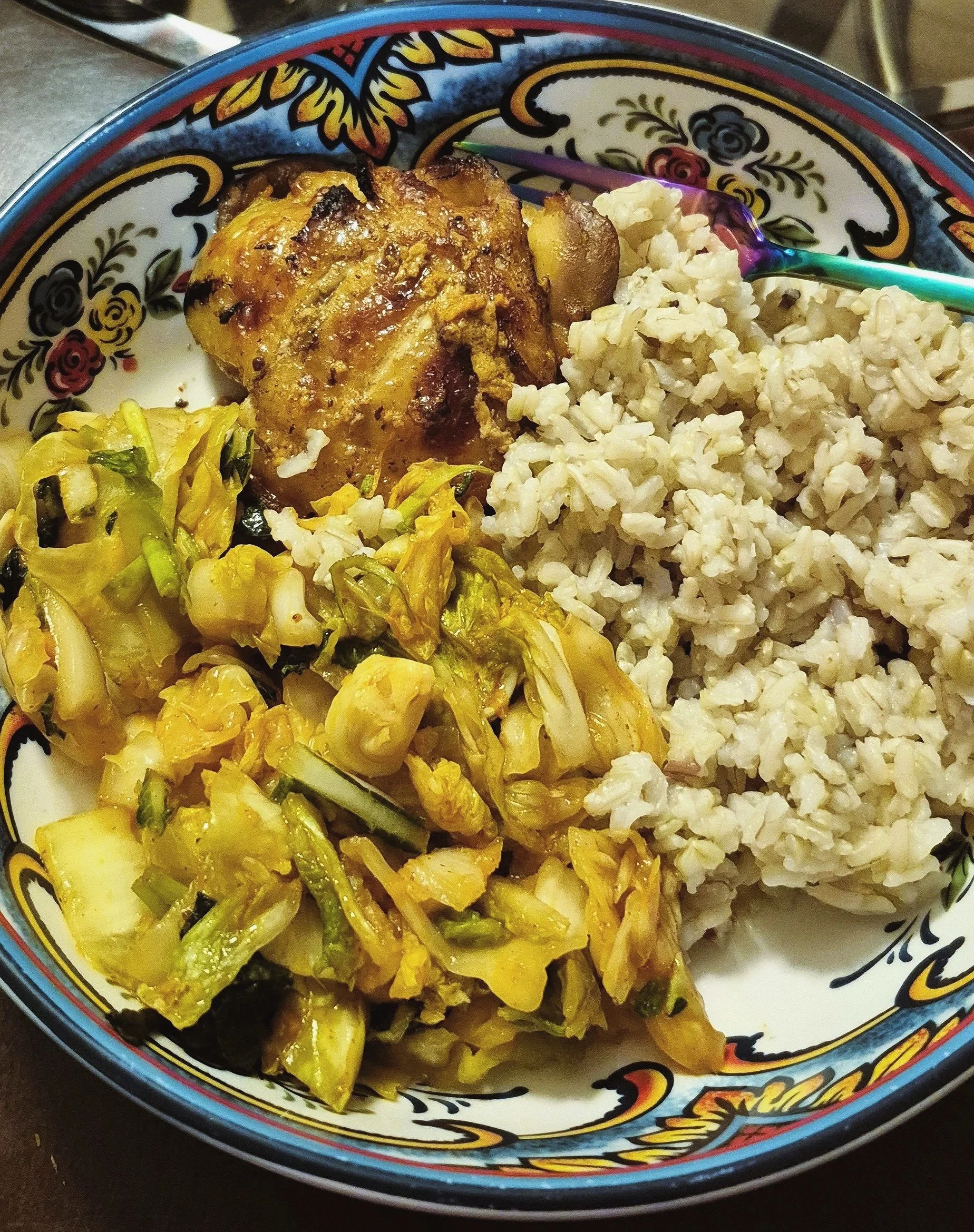 Kinda Kimchi with rice and chicken