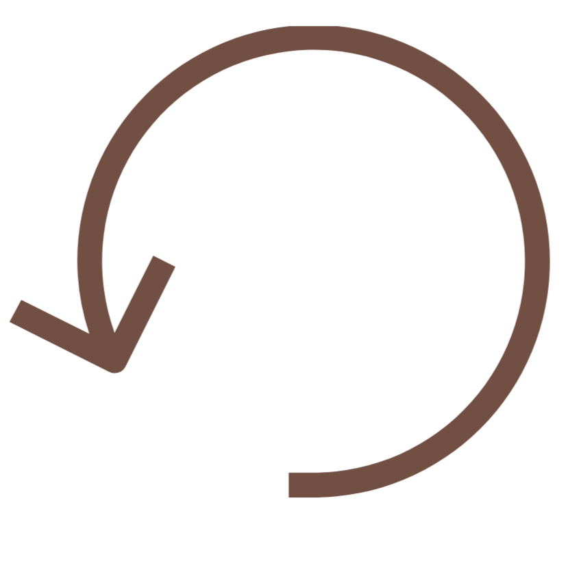 A brown circular arrow pointing clockwise with a thick arrowhead at the top.
