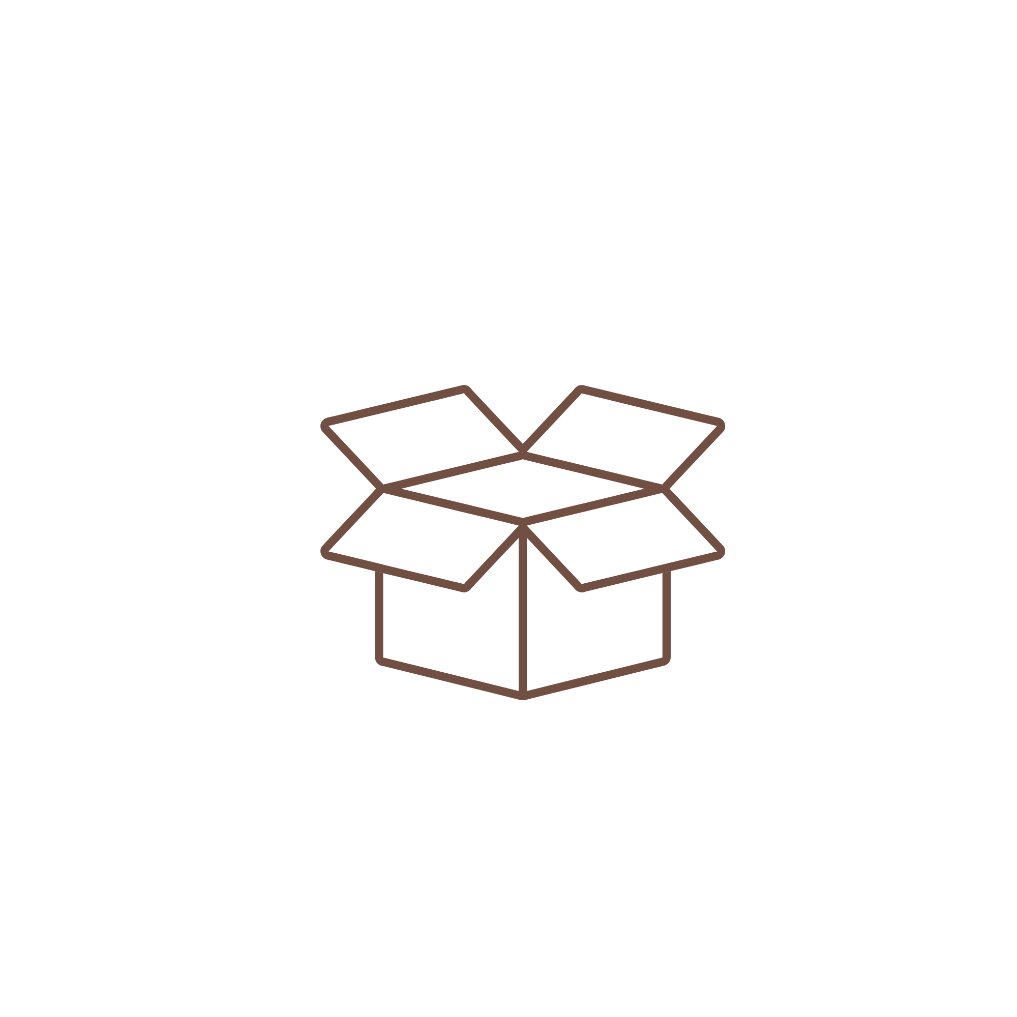 a digital illustration of an open cardboard box with geometric shapes and lines emerging from it, against a black background