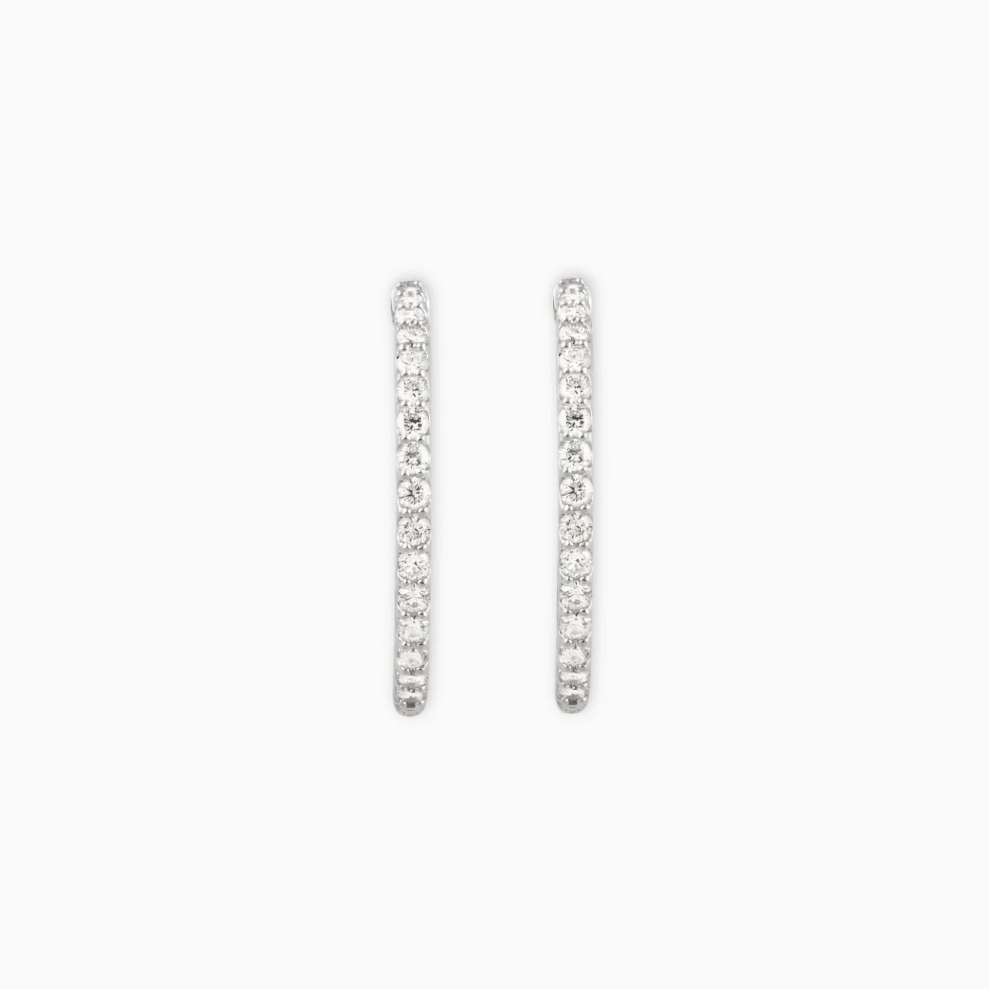 Signature Diamond Hoop Earrings 14K white gold inside-out diamond hoops front view