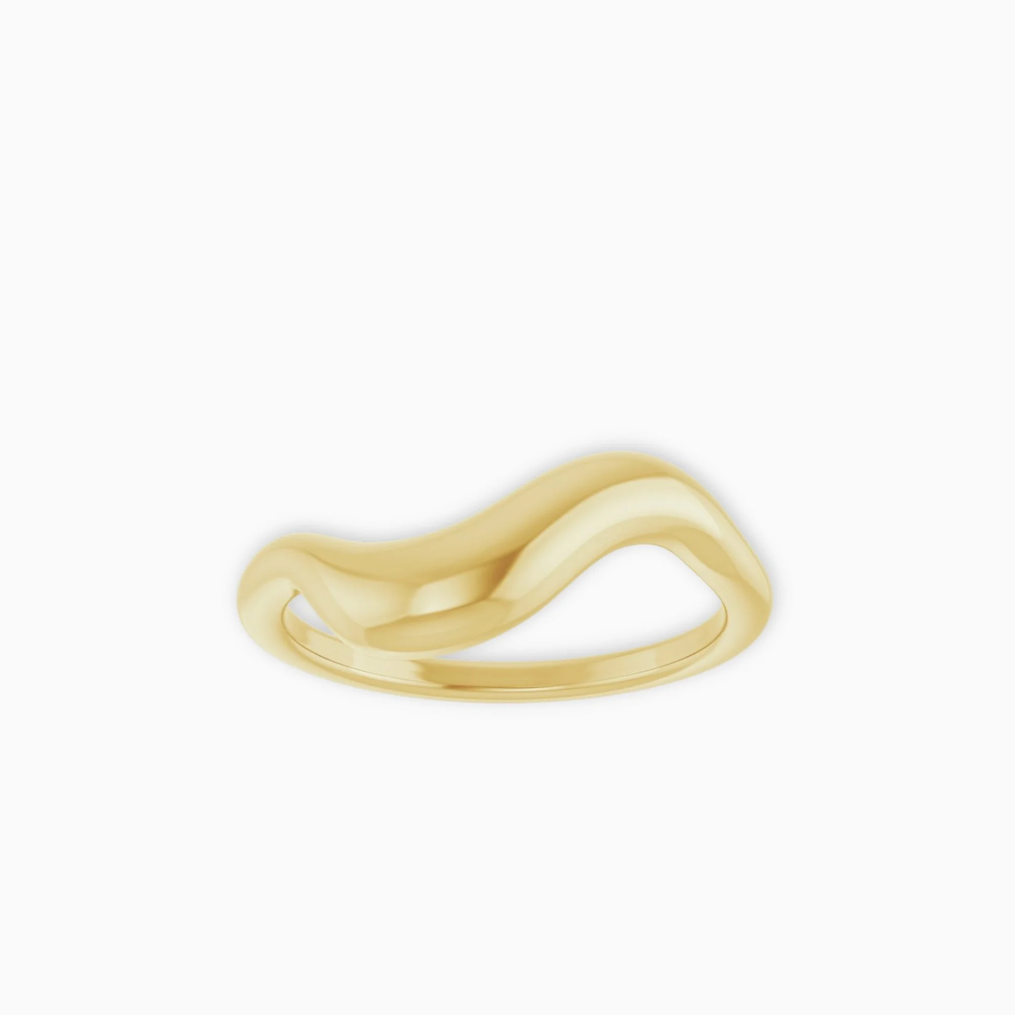 Crest Ring sculptural 14K yellow gold flowing wave band profile