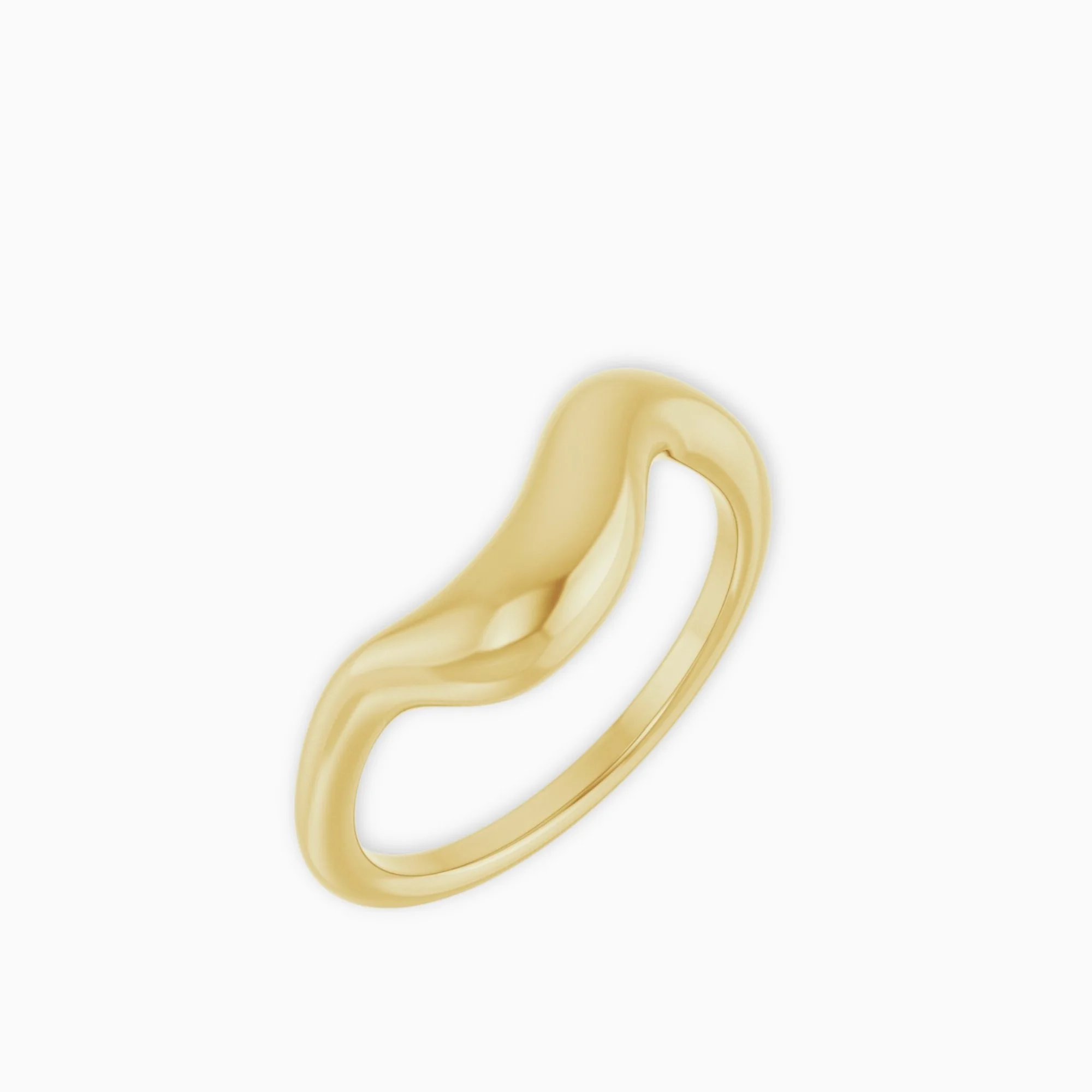 Crest Ring sculptural 14K yellow gold organic wave band angled profile