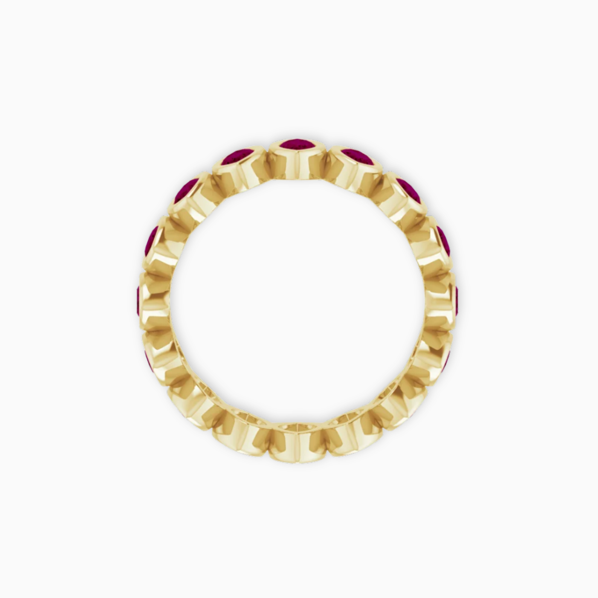 Full eternity marquise ring in 14K yellow gold with rhodolite garnet gemstones