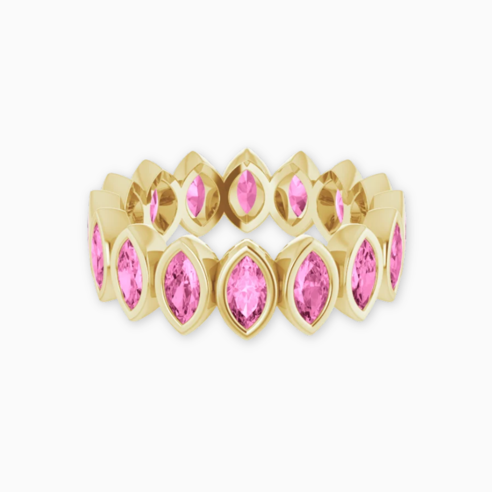 14K yellow gold marquise pink sapphire bezel set eternity band | Mary James Jewels