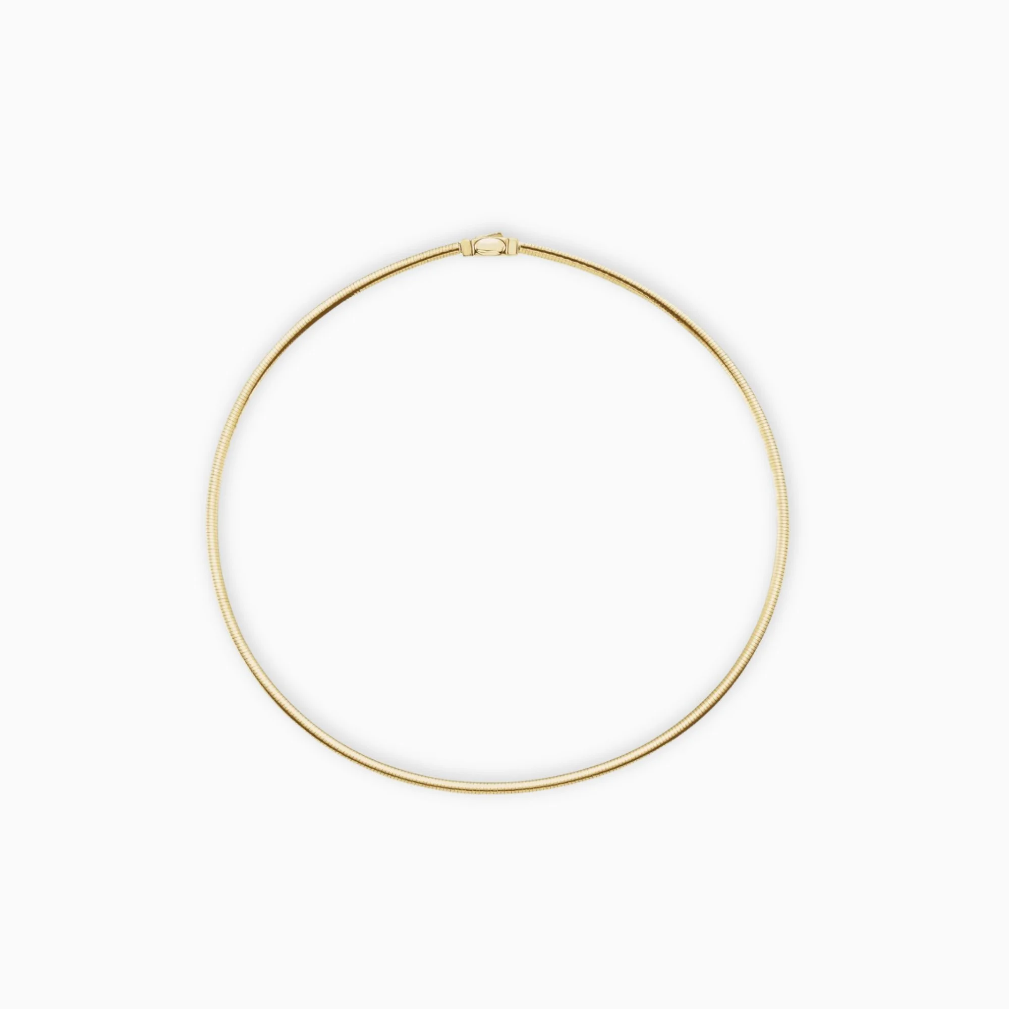 Two tone omega necklace in 14K yellow gold with polished structured collar design