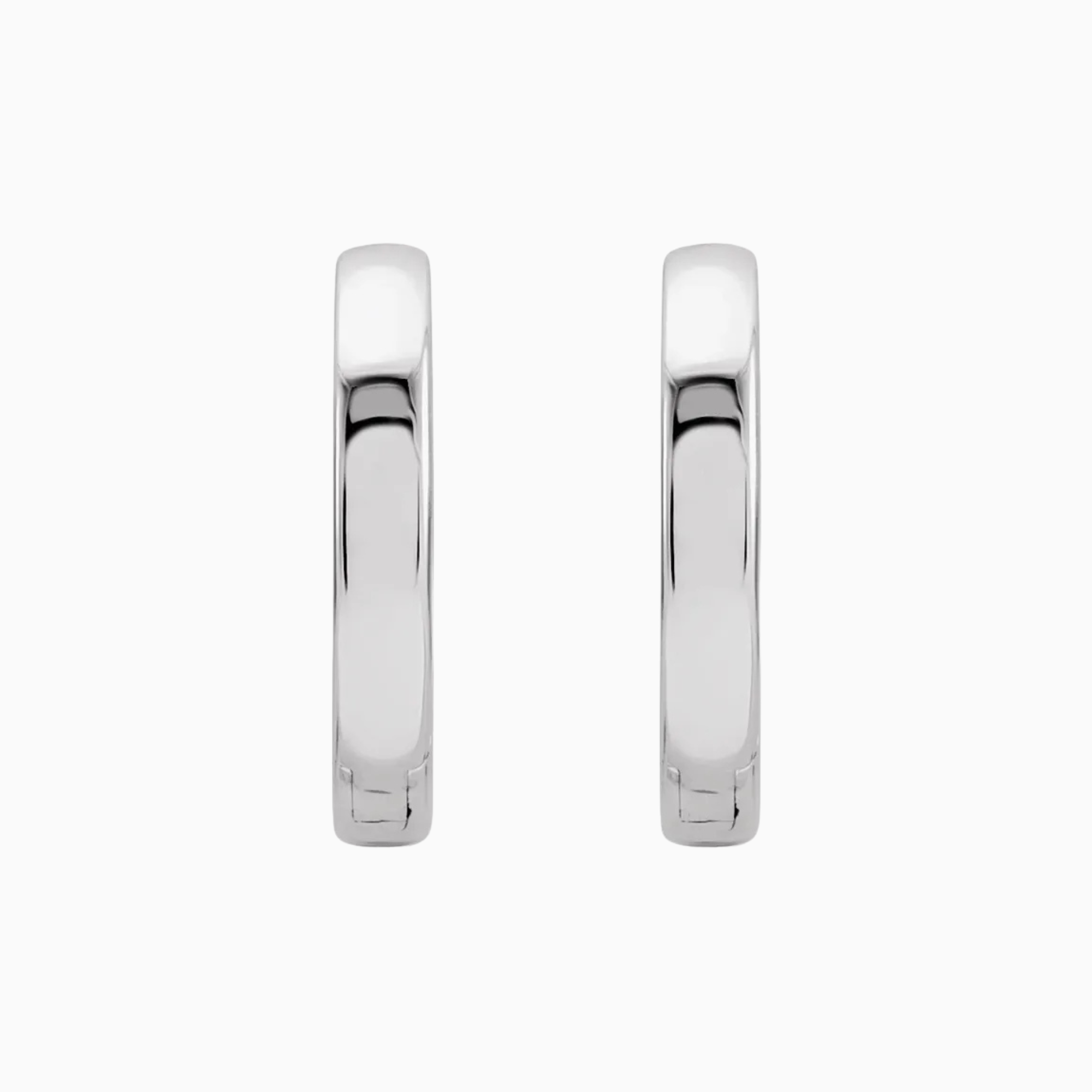 Pair of classic 14K white gold huggie hoop earrings