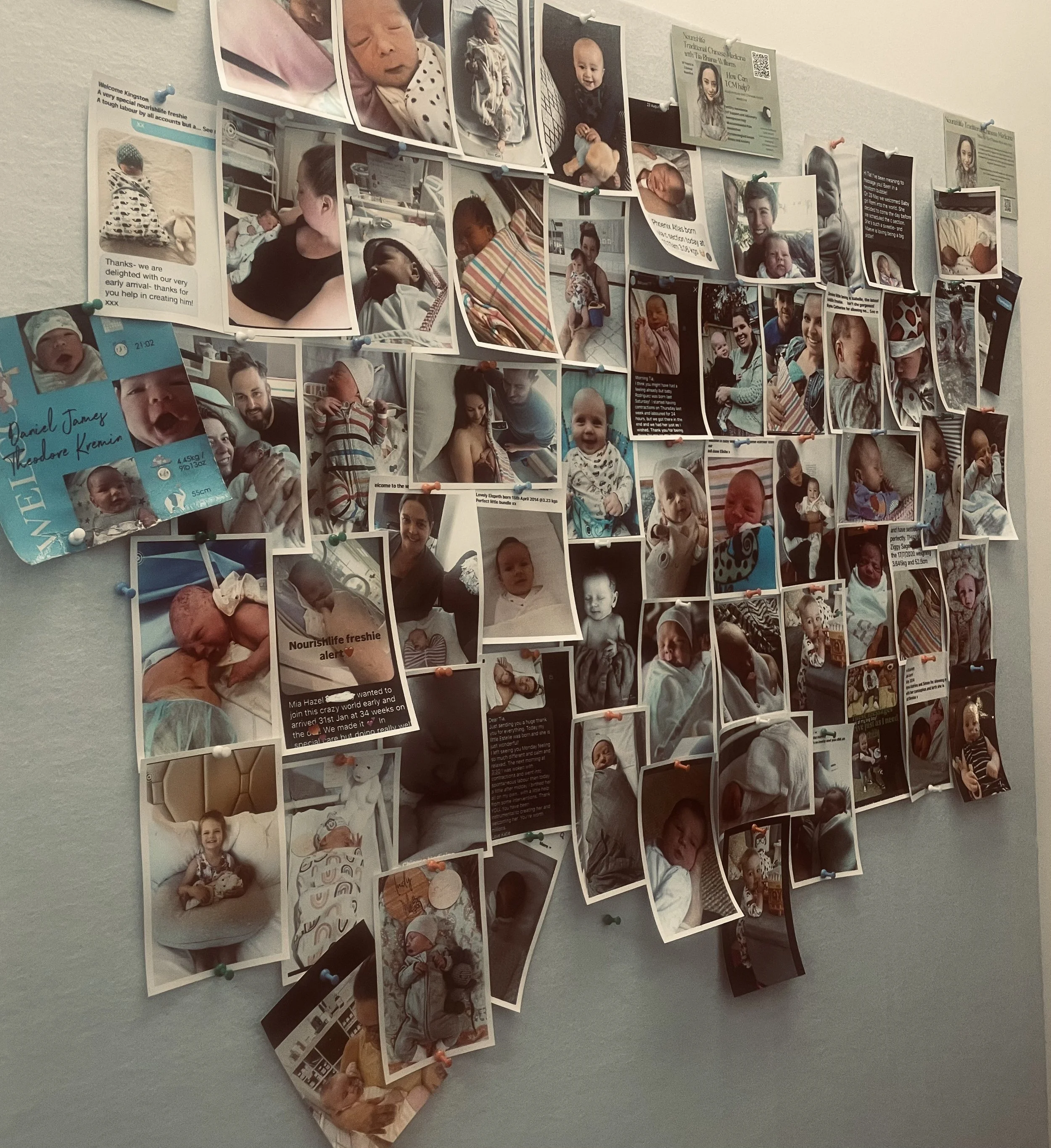 A collage of photographs of babies who have been born while under the care of nourishlife chinese medicine
