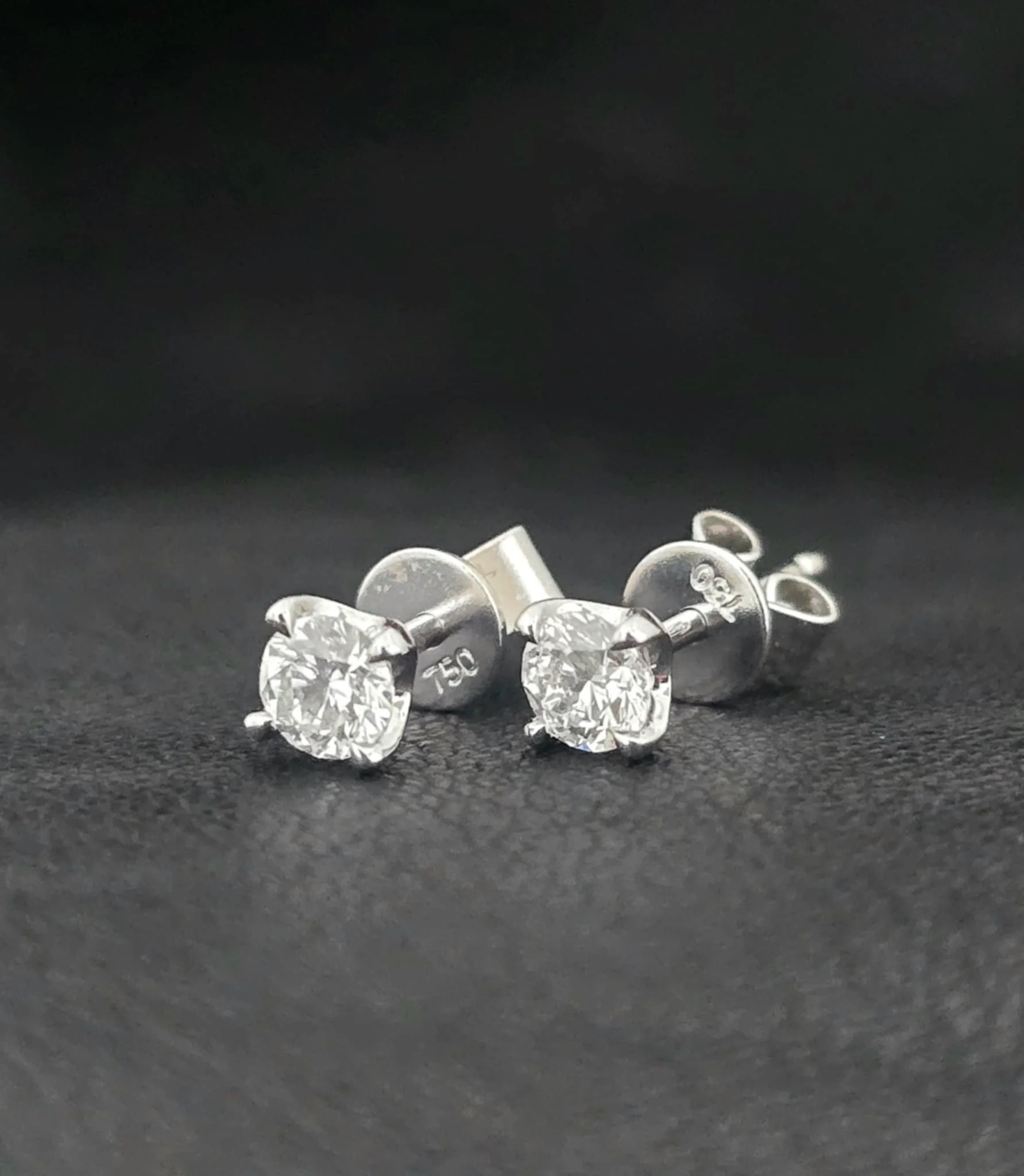 Diamond Stud Claw Set White Gold Earrings